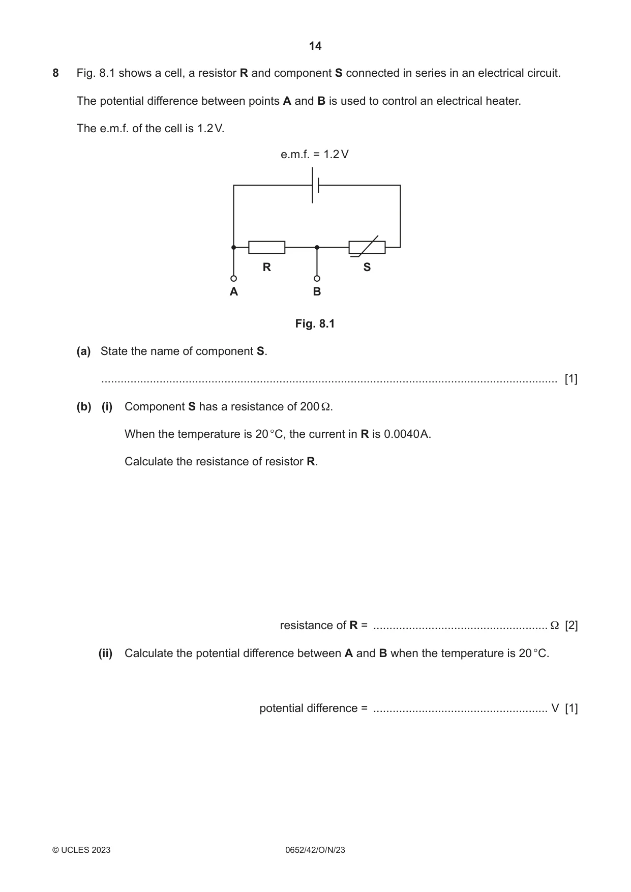 Cambridge IGCSE Physical Science 0652 2023 Oct/Nov Paper 4 · Variant 2 question paper, page 14 of 24