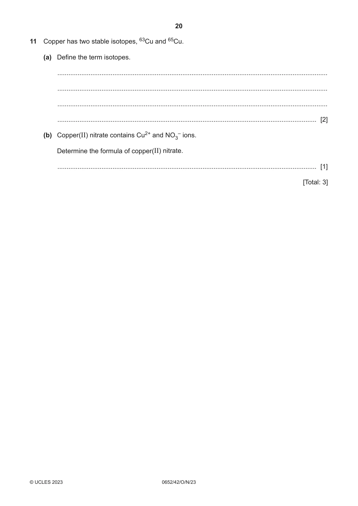 Cambridge IGCSE Physical Science 0652 2023 Oct/Nov Paper 4 · Variant 2 question paper, page 20 of 24