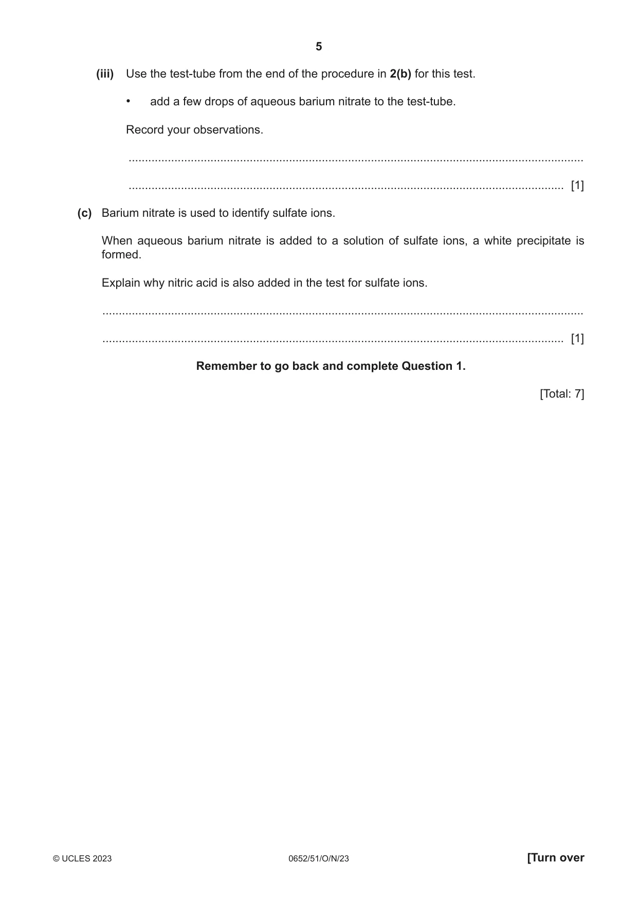 Cambridge IGCSE Physical Science 0652 2023 Oct/Nov Paper 5 · Variant 1 question paper, page 5 of 16