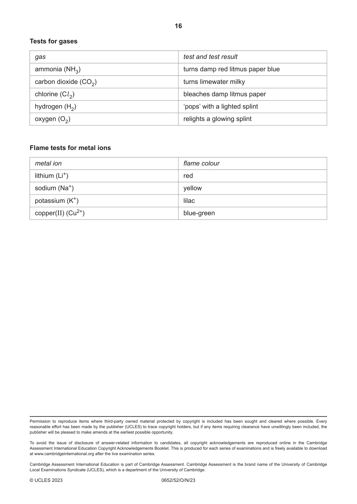 Cambridge IGCSE Physical Science 0652 2023 Oct/Nov Paper 5 · Variant 2 question paper, page 16 of 16