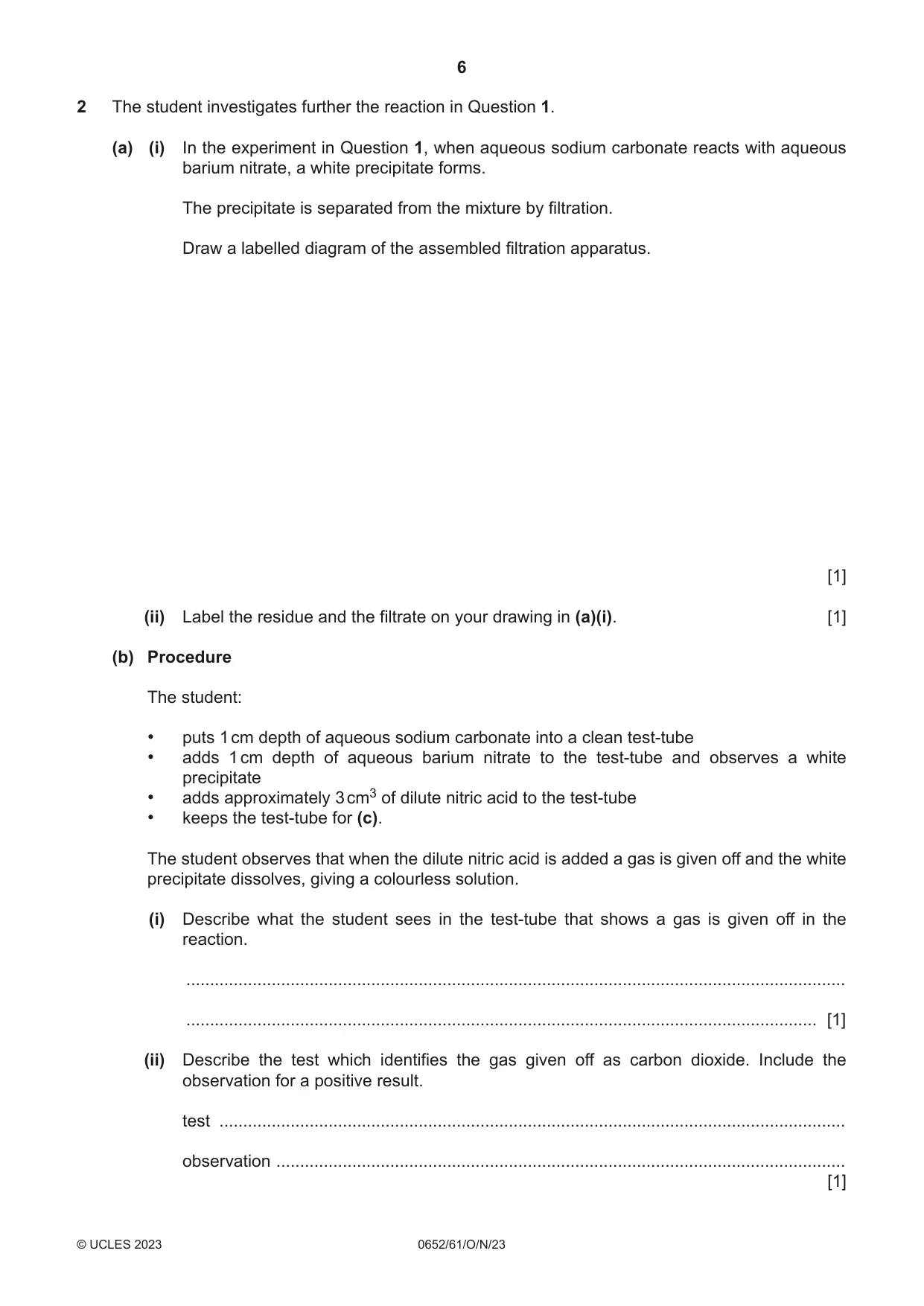 Cambridge IGCSE Physical Science 0652 2023 Oct/Nov Paper 6 · Variant 1 question paper, page 6 of 16