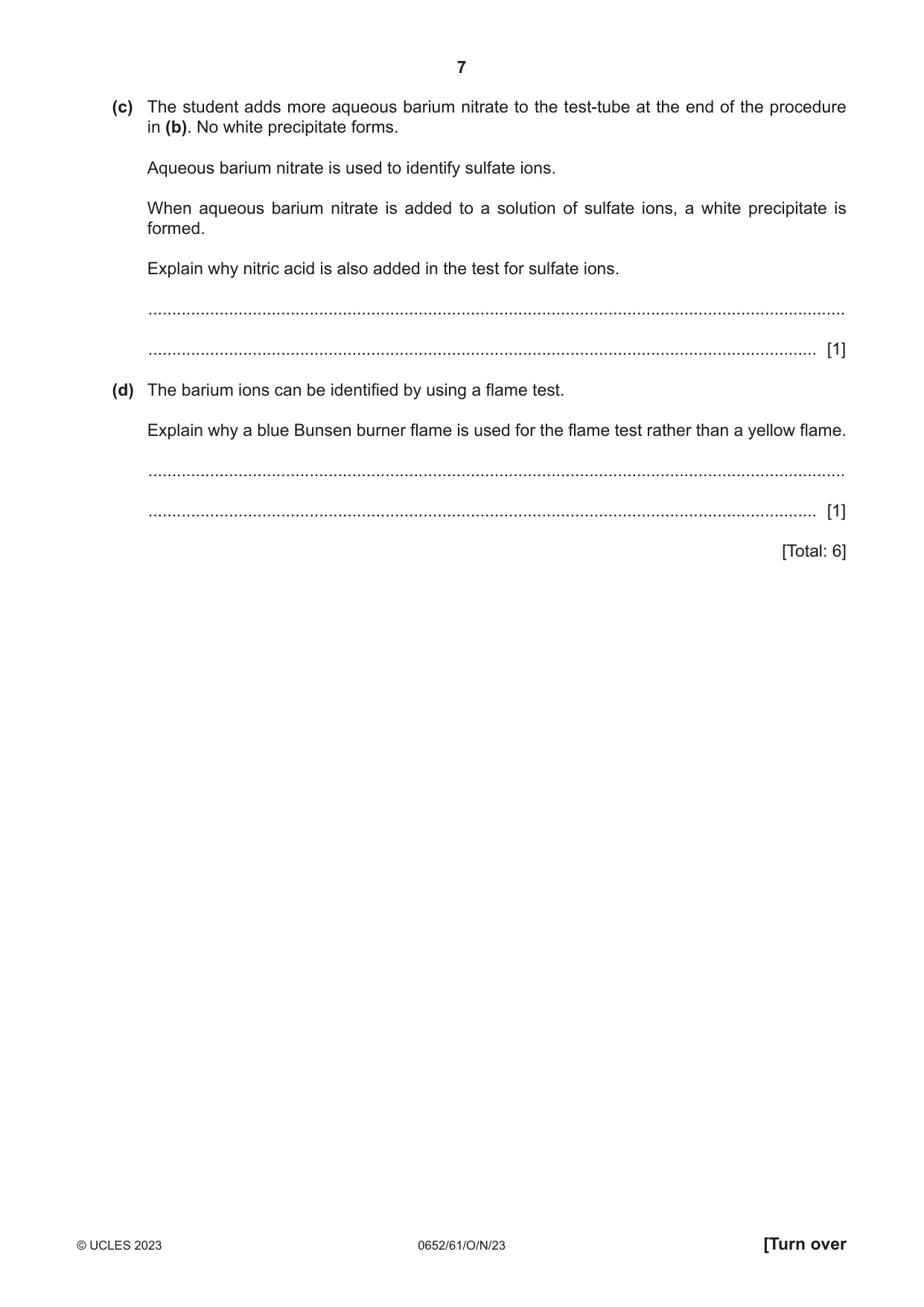 Cambridge IGCSE Physical Science 0652 2023 Oct/Nov Paper 6 · Variant 1 question paper, page 7 of 16