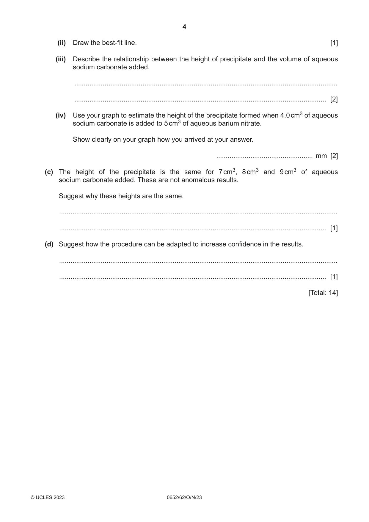 Cambridge IGCSE Physical Science 0652 2023 Oct/Nov Paper 6 · Variant 2 question paper, page 4 of 16