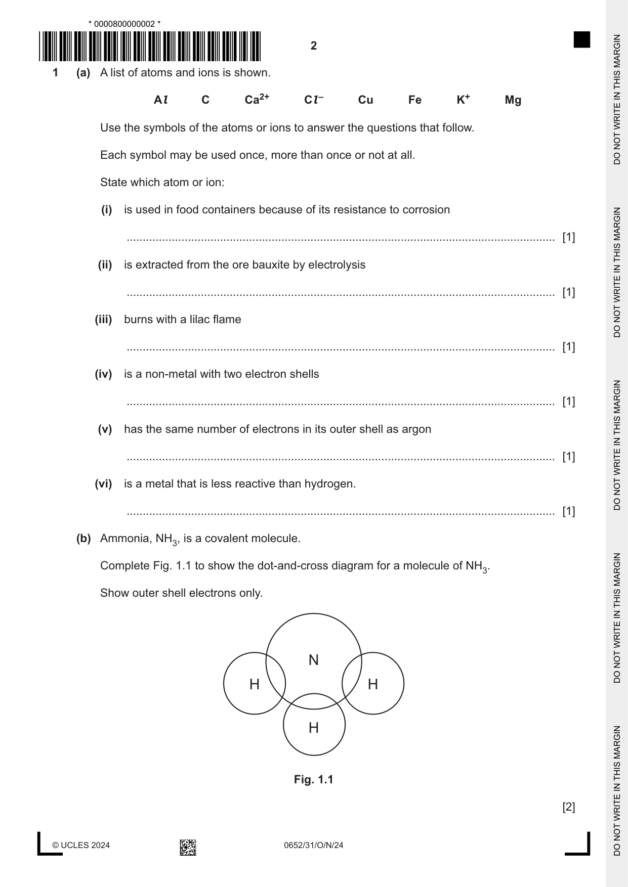 Cambridge IGCSE Physical Science 0652 2024 Oct/Nov Paper 3 · Variant 1 question paper, page 2 of 24