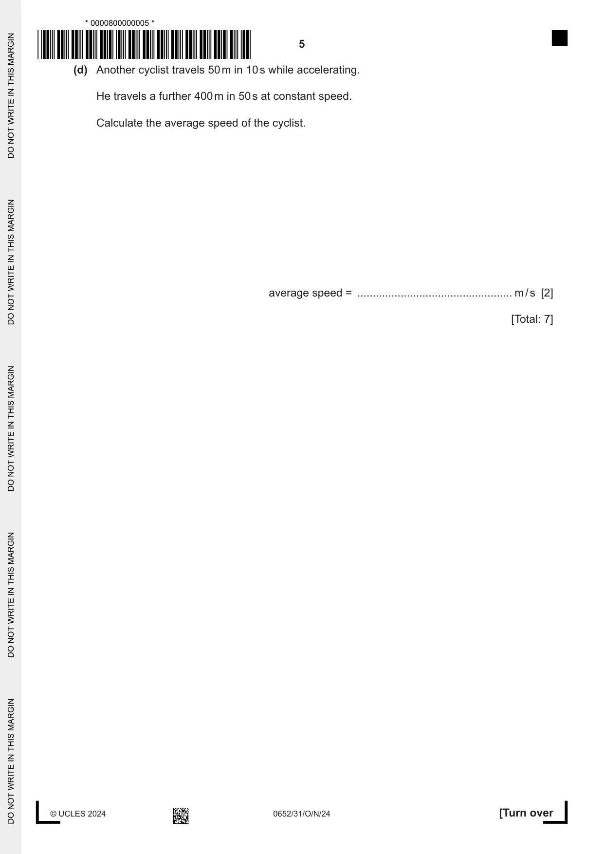 Cambridge IGCSE Physical Science 0652 2024 Oct/Nov Paper 3 · Variant 1 question paper, page 5 of 24