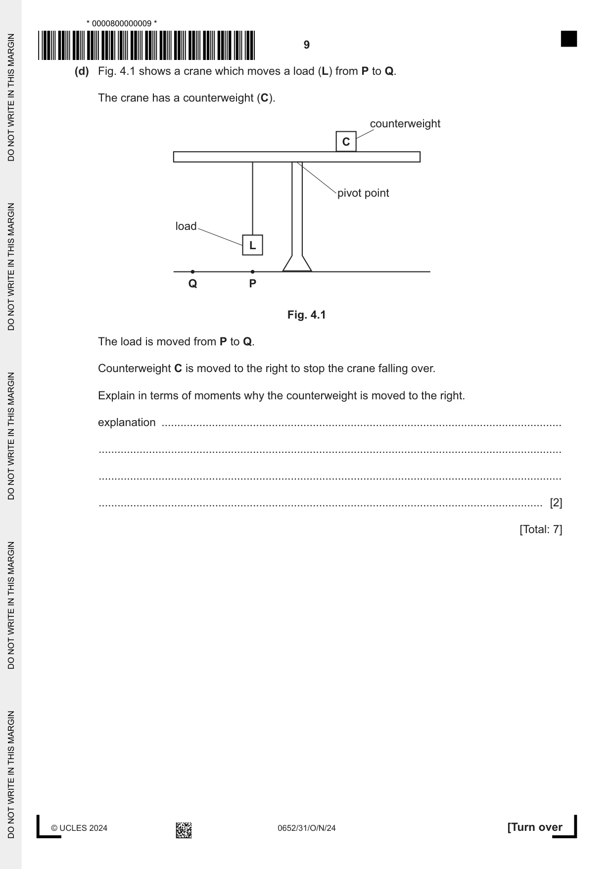 Cambridge IGCSE Physical Science 0652 2024 Oct/Nov Paper 3 · Variant 1 question paper, page 9 of 24