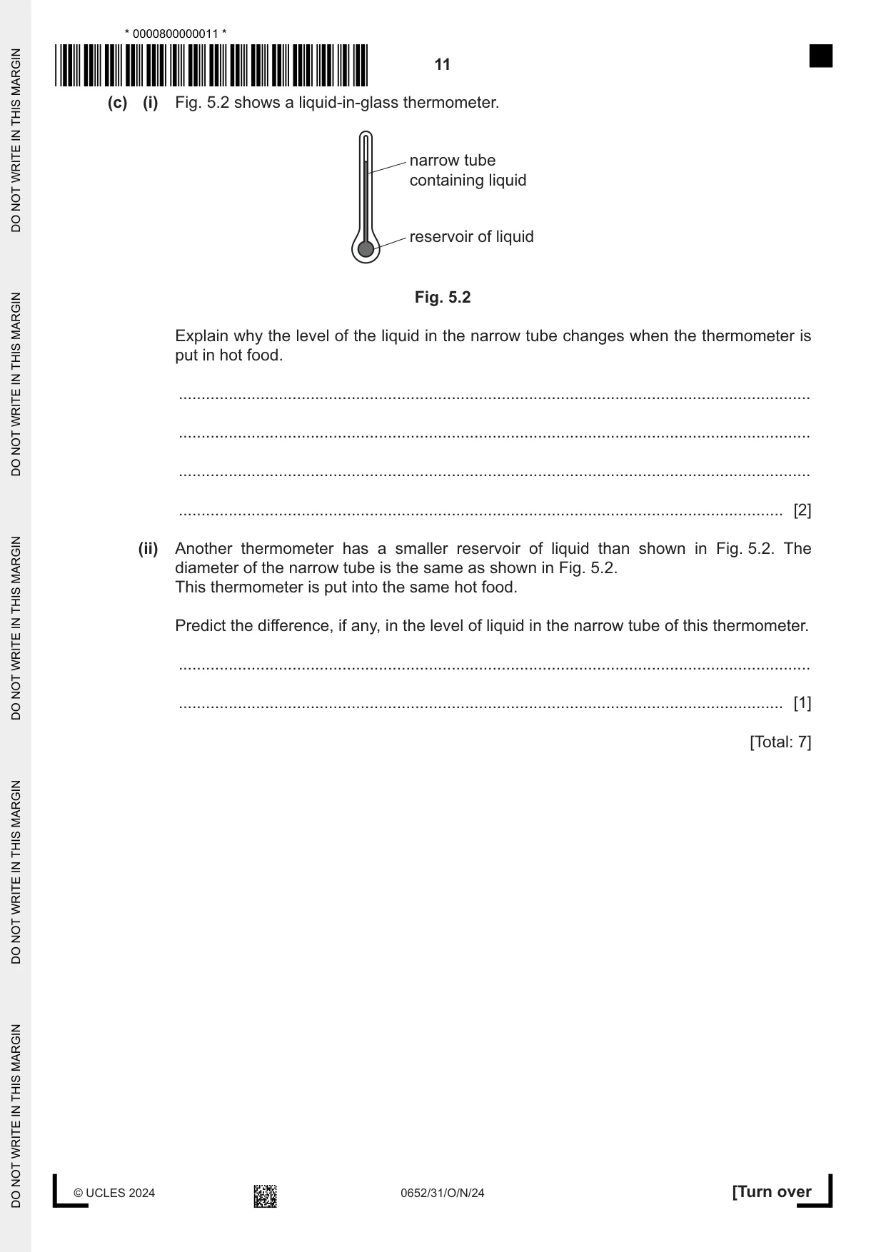 Cambridge IGCSE Physical Science 0652 2024 Oct/Nov Paper 3 · Variant 1 question paper, page 11 of 24