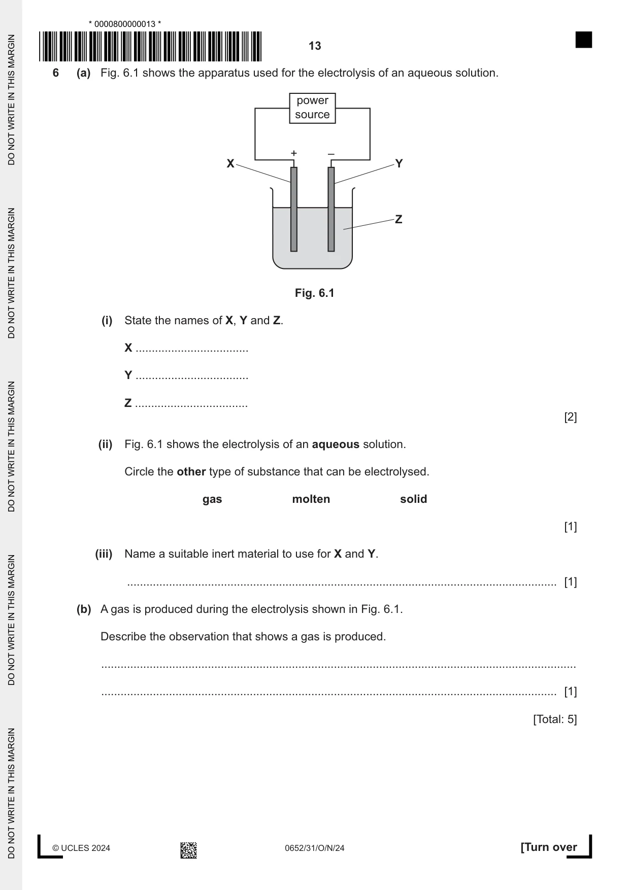 Cambridge IGCSE Physical Science 0652 2024 Oct/Nov Paper 3 · Variant 1 question paper, page 13 of 24