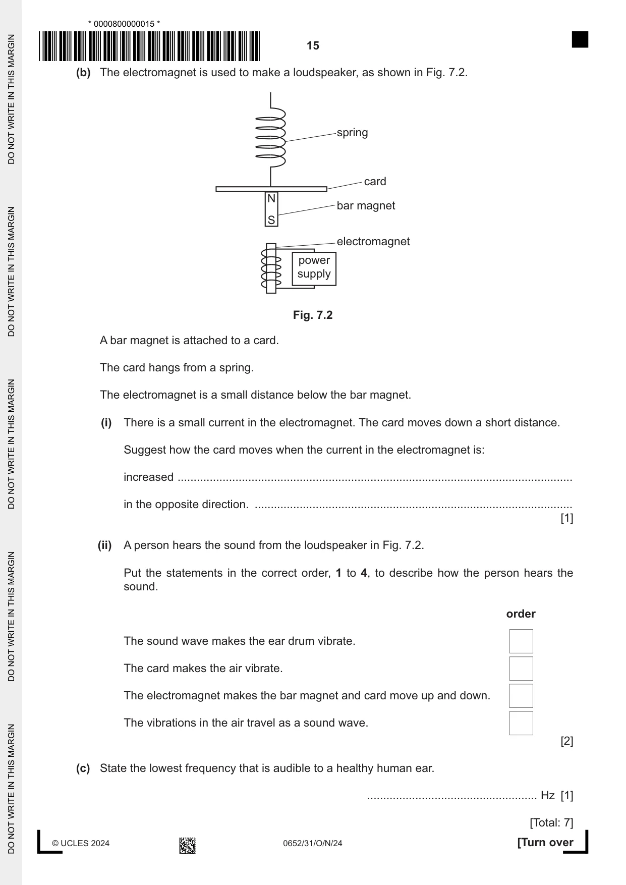 Cambridge IGCSE Physical Science 0652 2024 Oct/Nov Paper 3 · Variant 1 question paper, page 15 of 24