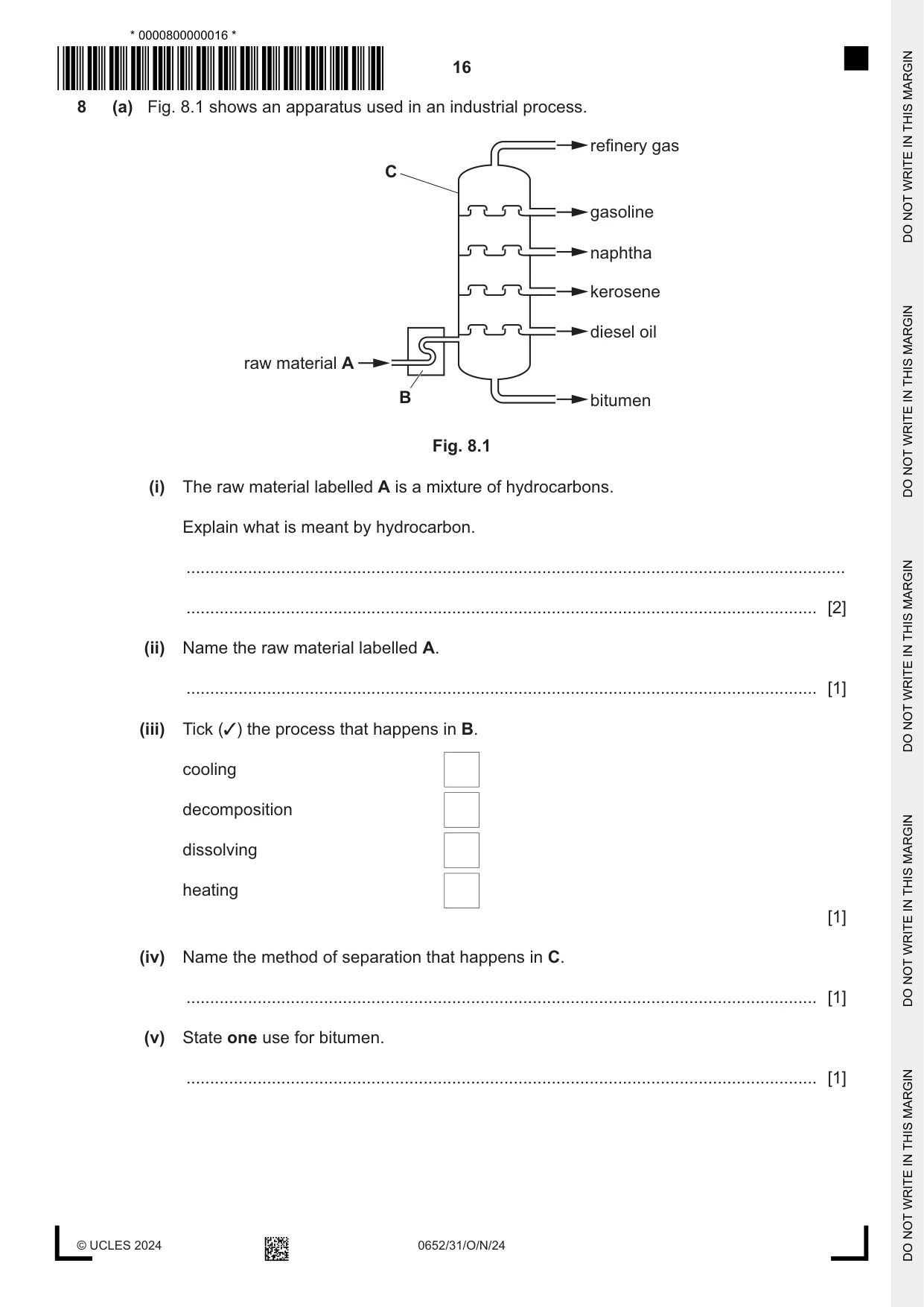 Cambridge IGCSE Physical Science 0652 2024 Oct/Nov Paper 3 · Variant 1 question paper, page 16 of 24