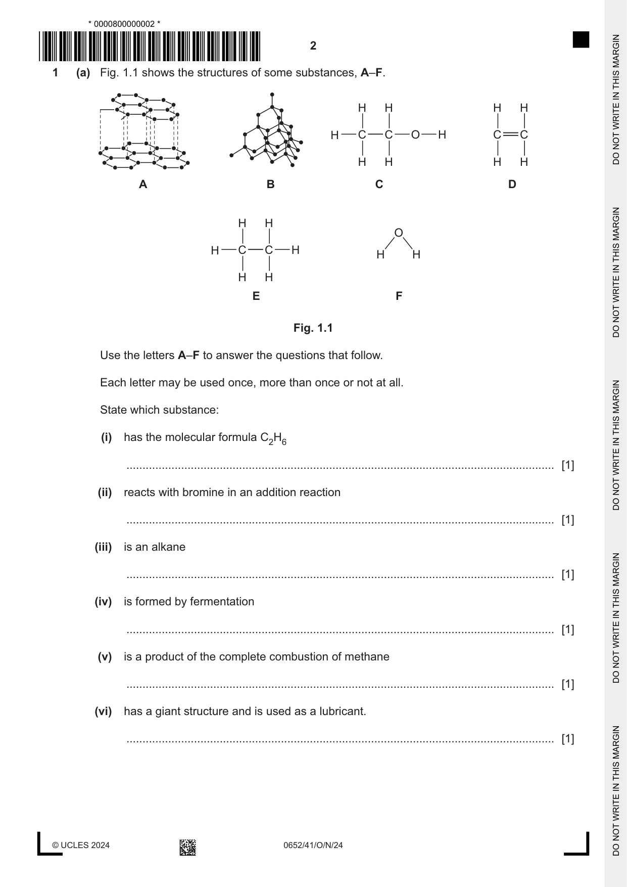 Cambridge IGCSE Physical Science 0652 2024 Oct/Nov Paper 4 · Variant 1 question paper, page 2 of 24