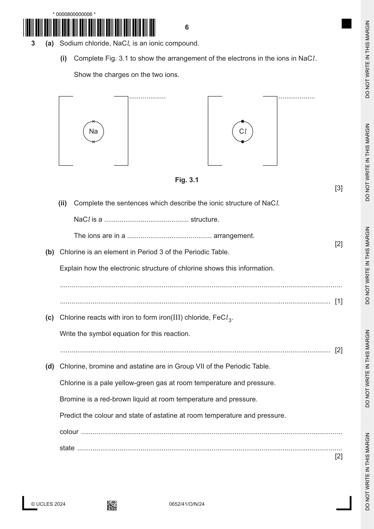 Cambridge IGCSE Physical Science 0652 2024 Oct/Nov Paper 4 · Variant 1 question paper, page 6 of 24
