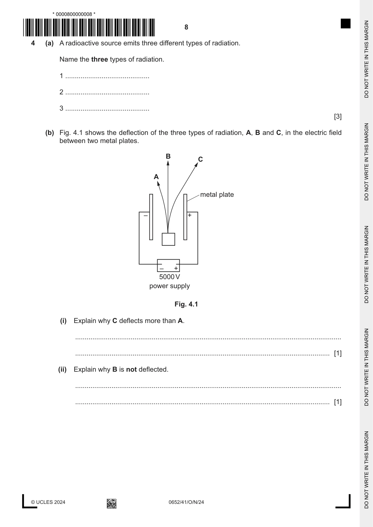 Cambridge IGCSE Physical Science 0652 2024 Oct/Nov Paper 4 · Variant 1 question paper, page 8 of 24