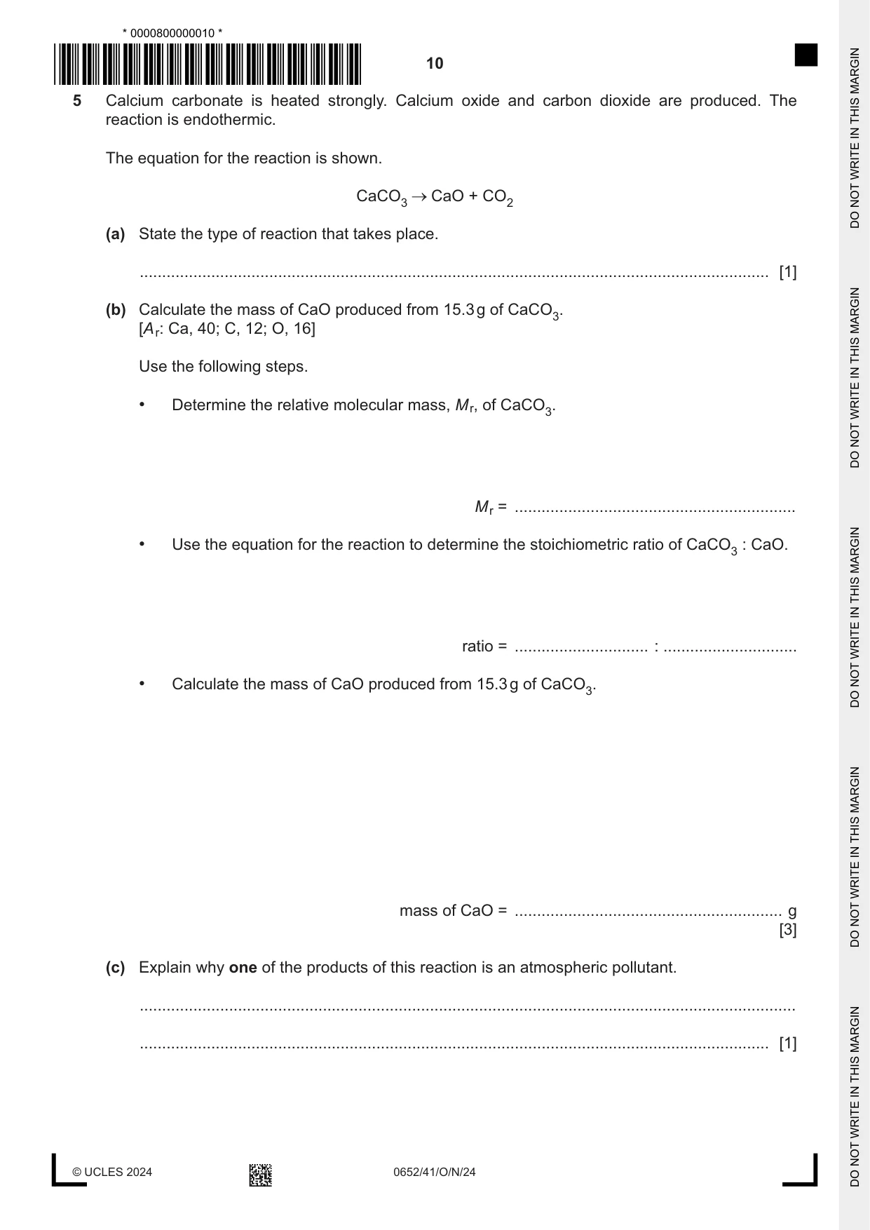 Cambridge IGCSE Physical Science 0652 2024 Oct/Nov Paper 4 · Variant 1 question paper, page 10 of 24