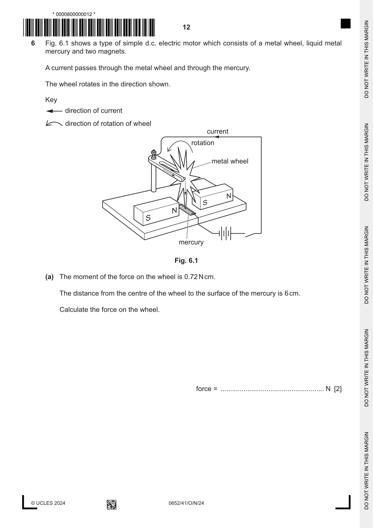 Cambridge IGCSE Physical Science 0652 2024 Oct/Nov Paper 4 · Variant 1 question paper, page 12 of 24