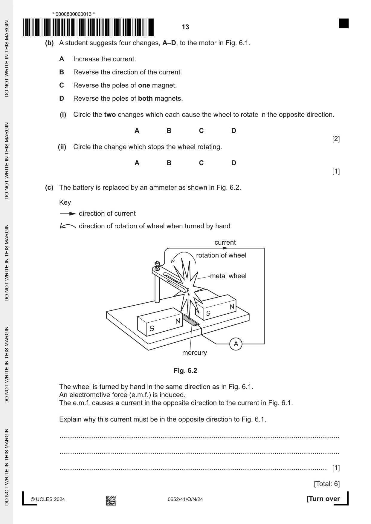 Cambridge IGCSE Physical Science 0652 2024 Oct/Nov Paper 4 · Variant 1 question paper, page 13 of 24