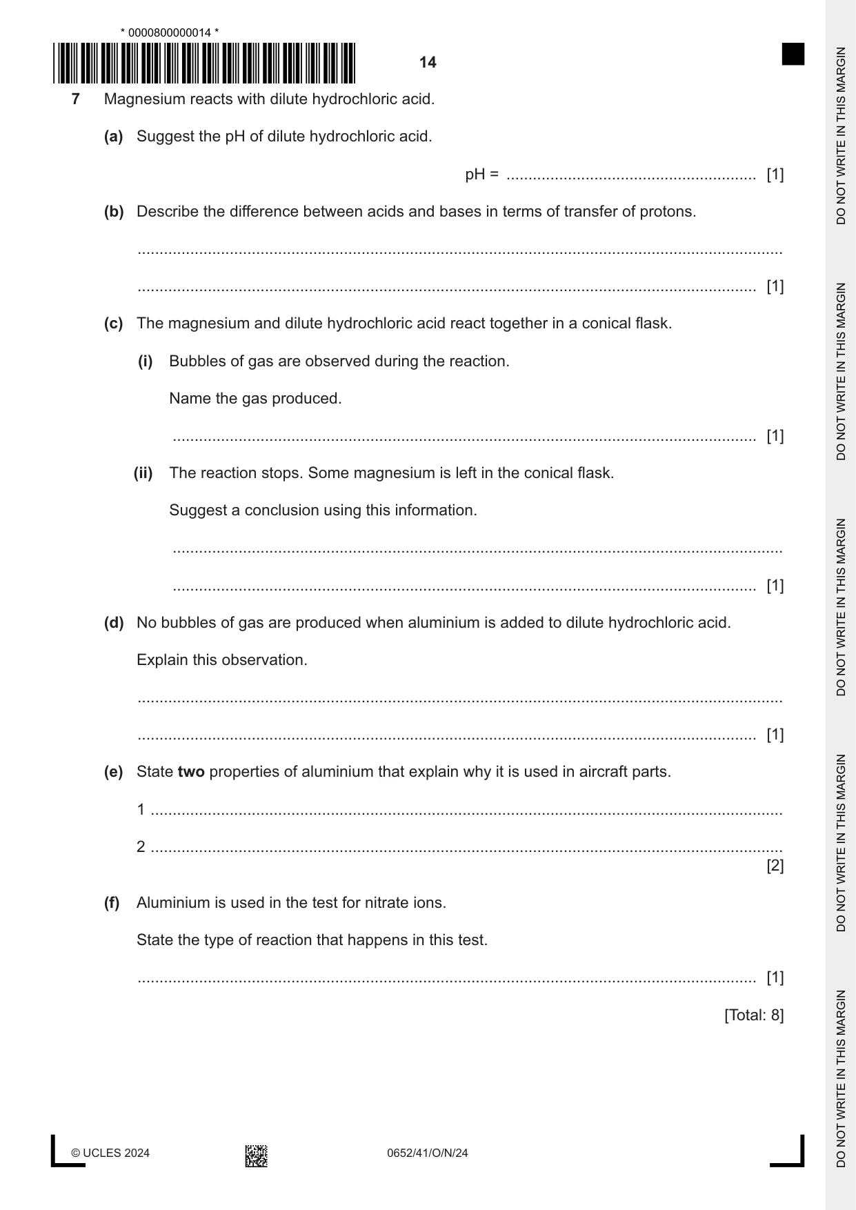 Cambridge IGCSE Physical Science 0652 2024 Oct/Nov Paper 4 · Variant 1 question paper, page 14 of 24