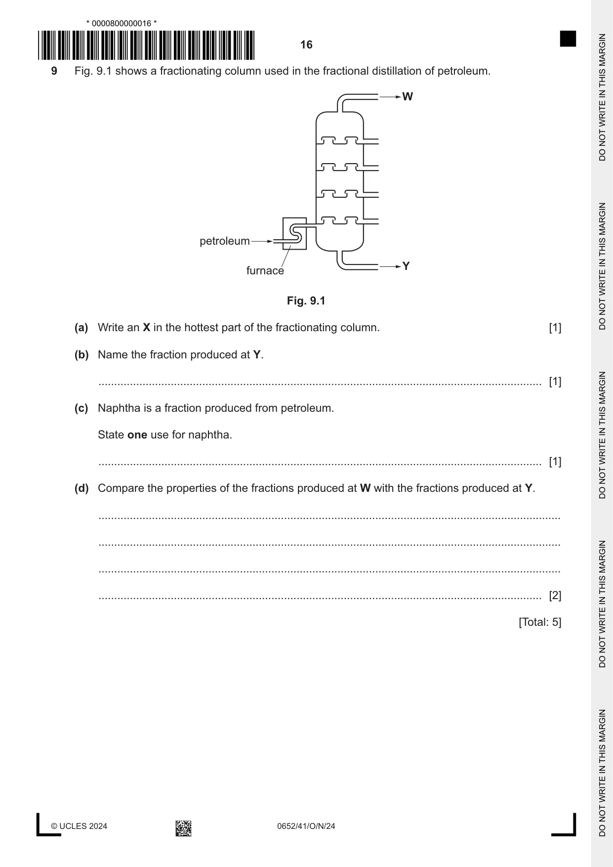 Cambridge IGCSE Physical Science 0652 2024 Oct/Nov Paper 4 · Variant 1 question paper, page 16 of 24