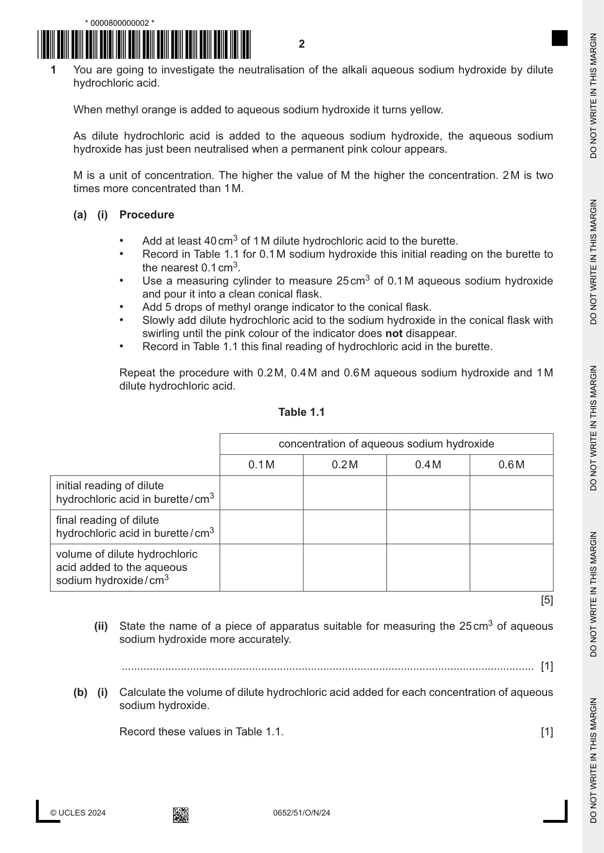 Cambridge IGCSE Physical Science 0652 2024 Oct/Nov Paper 5 · Variant 1 question paper, page 2 of 16