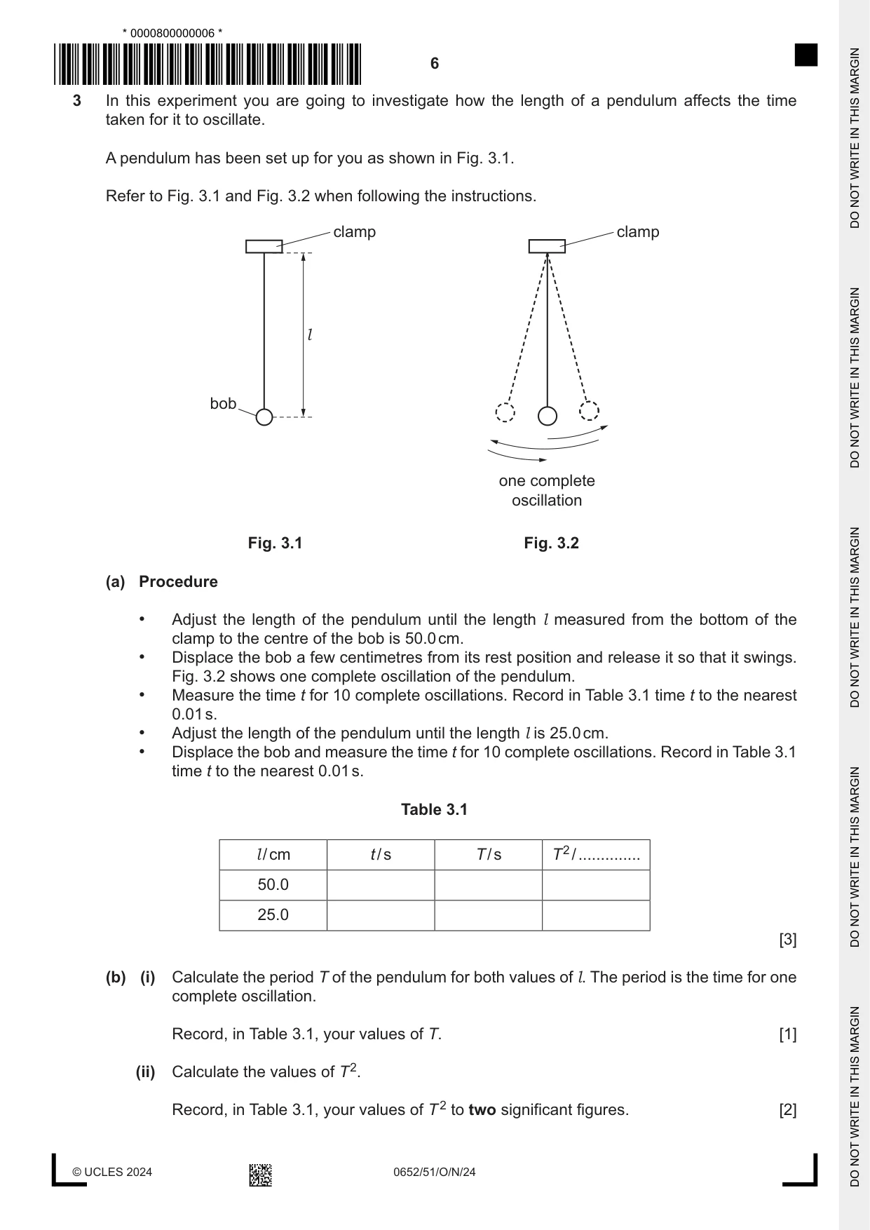 Cambridge IGCSE Physical Science 0652 2024 Oct/Nov Paper 5 · Variant 1 question paper, page 6 of 16