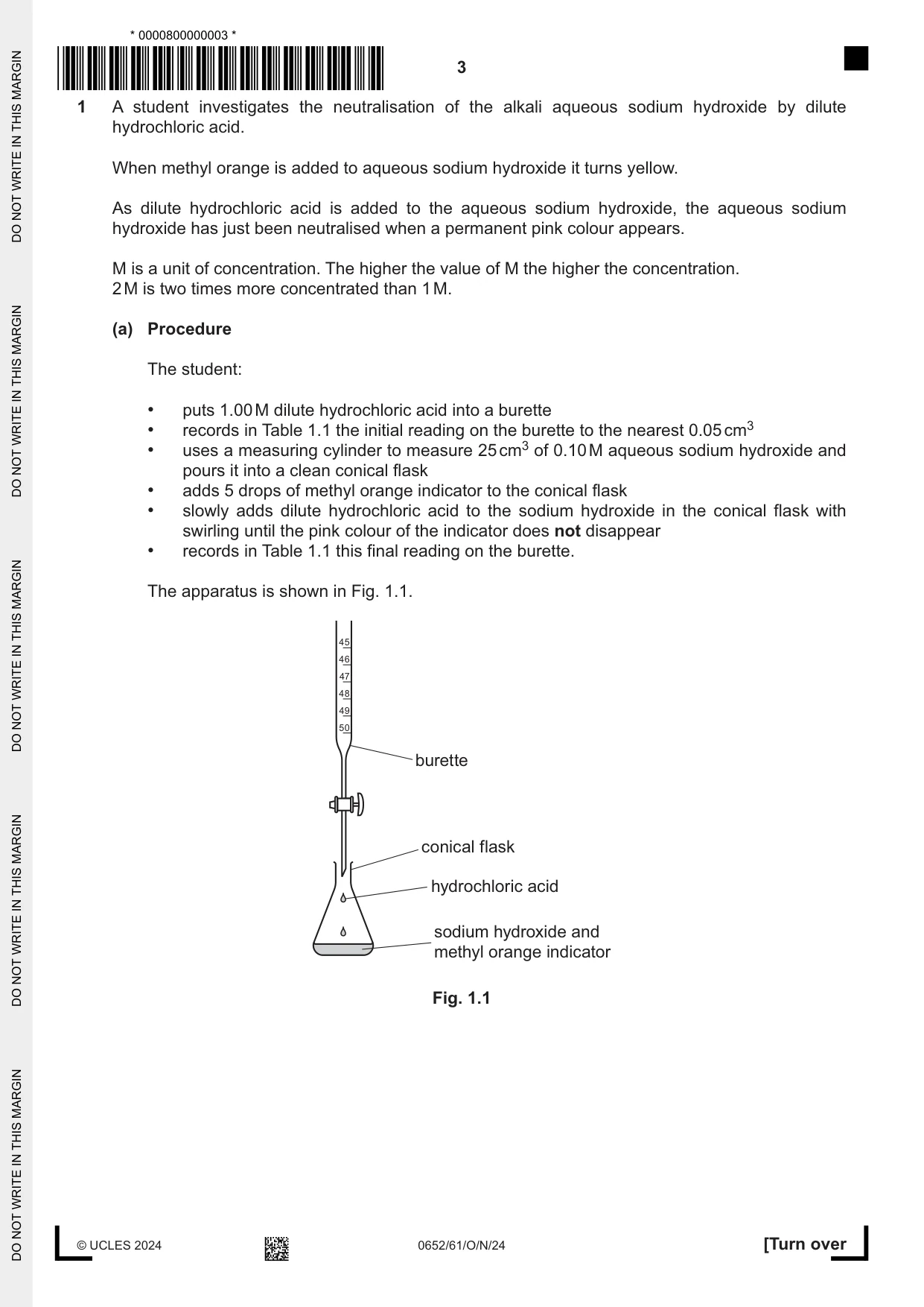 Cambridge IGCSE Physical Science 0652 2024 Oct/Nov Paper 6 · Variant 1 question paper, page 3 of 16