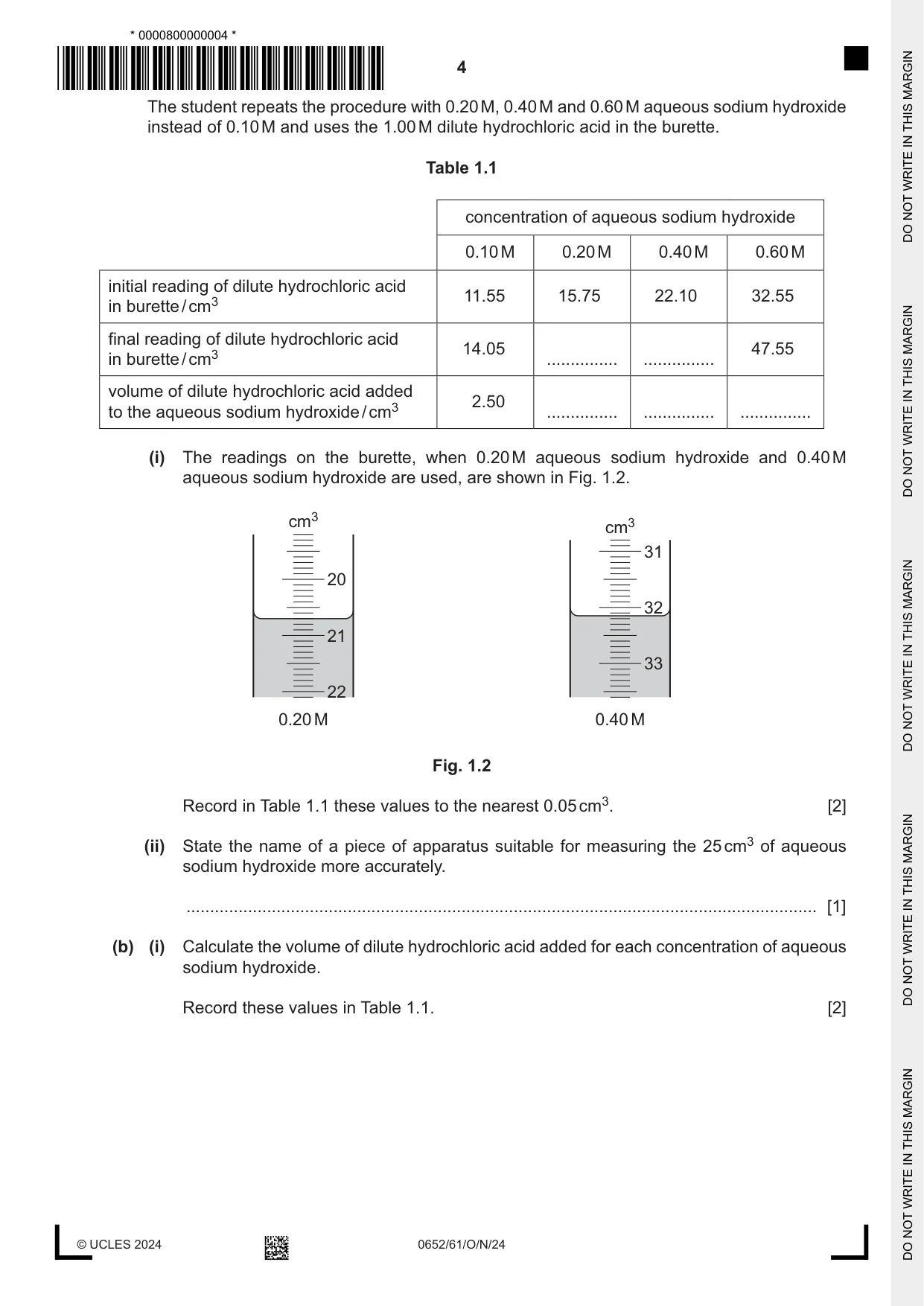Cambridge IGCSE Physical Science 0652 2024 Oct/Nov Paper 6 · Variant 1 question paper, page 4 of 16