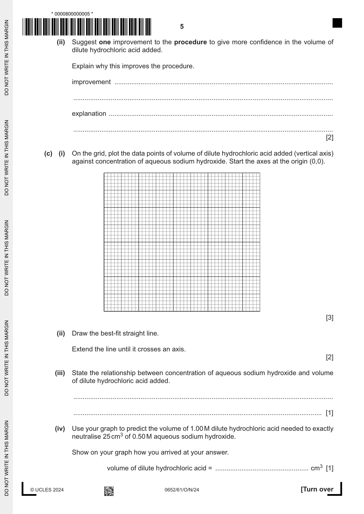 Cambridge IGCSE Physical Science 0652 2024 Oct/Nov Paper 6 · Variant 1 question paper, page 5 of 16