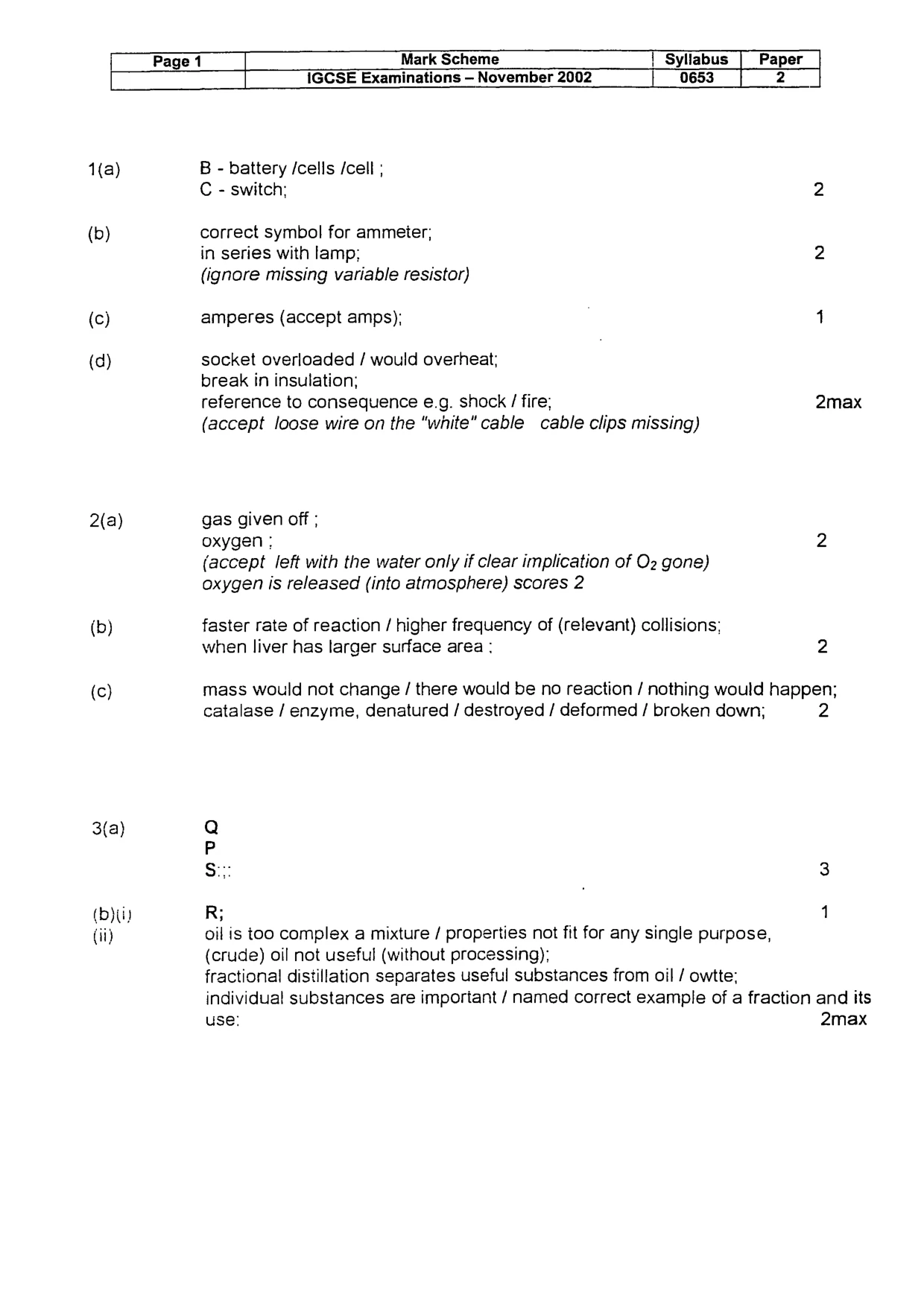 Mark scheme, page 2 of 4