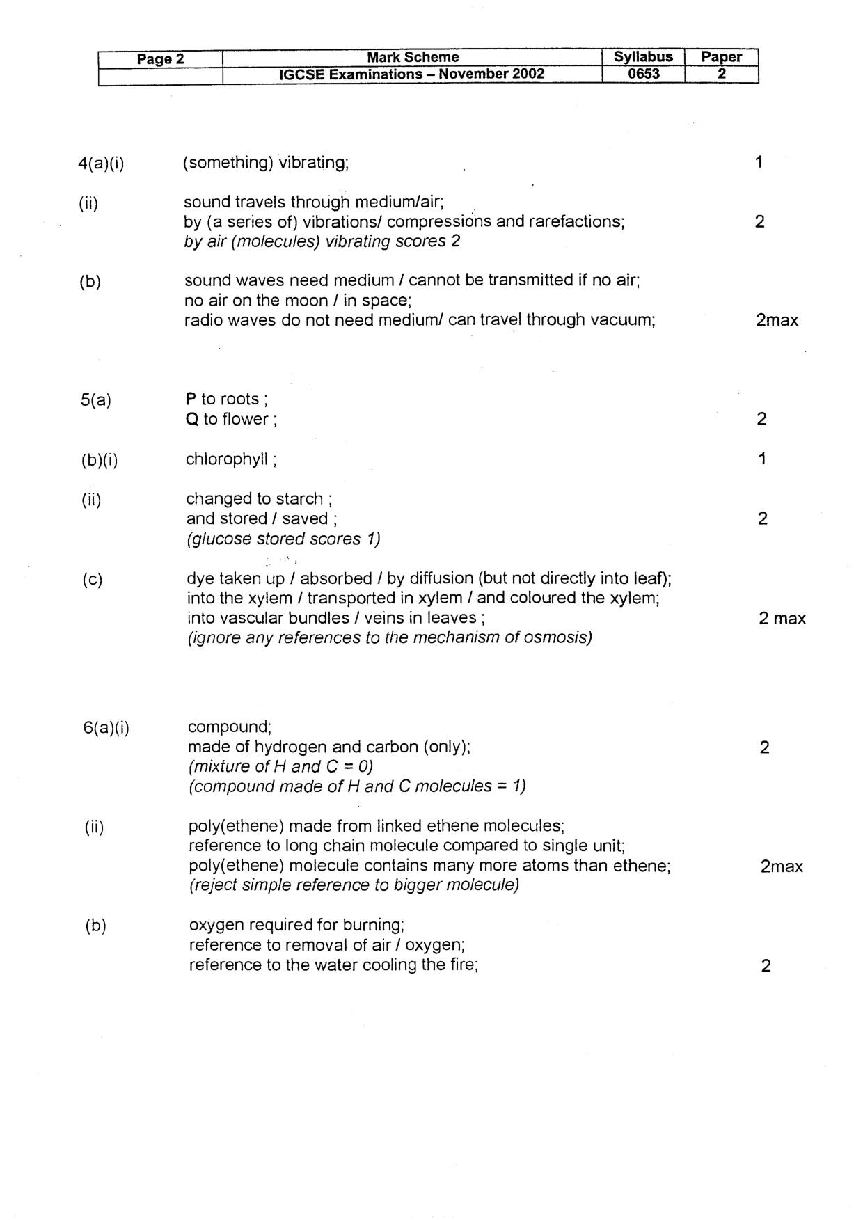 Mark scheme, page 3 of 4