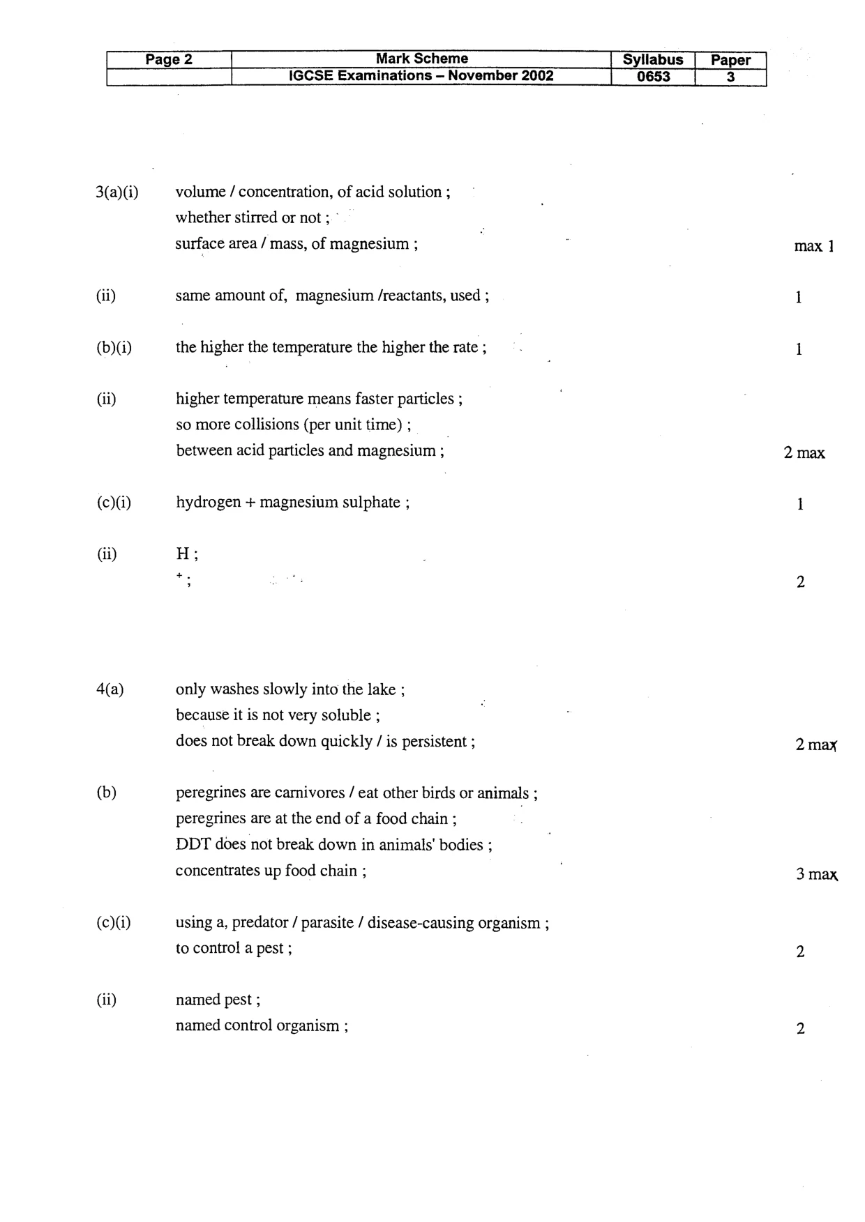 Mark scheme, page 3 of 6