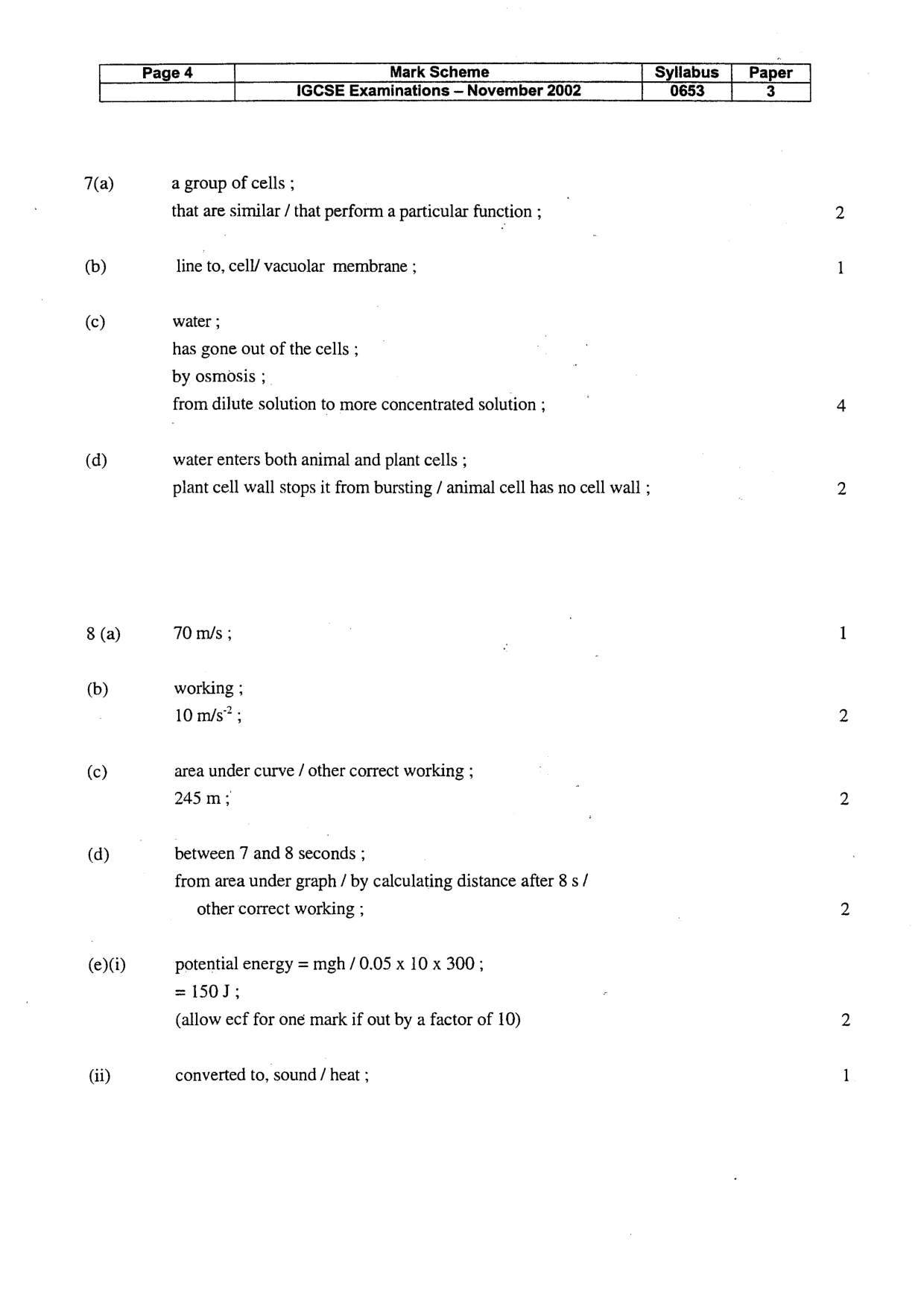 Mark scheme, page 5 of 6