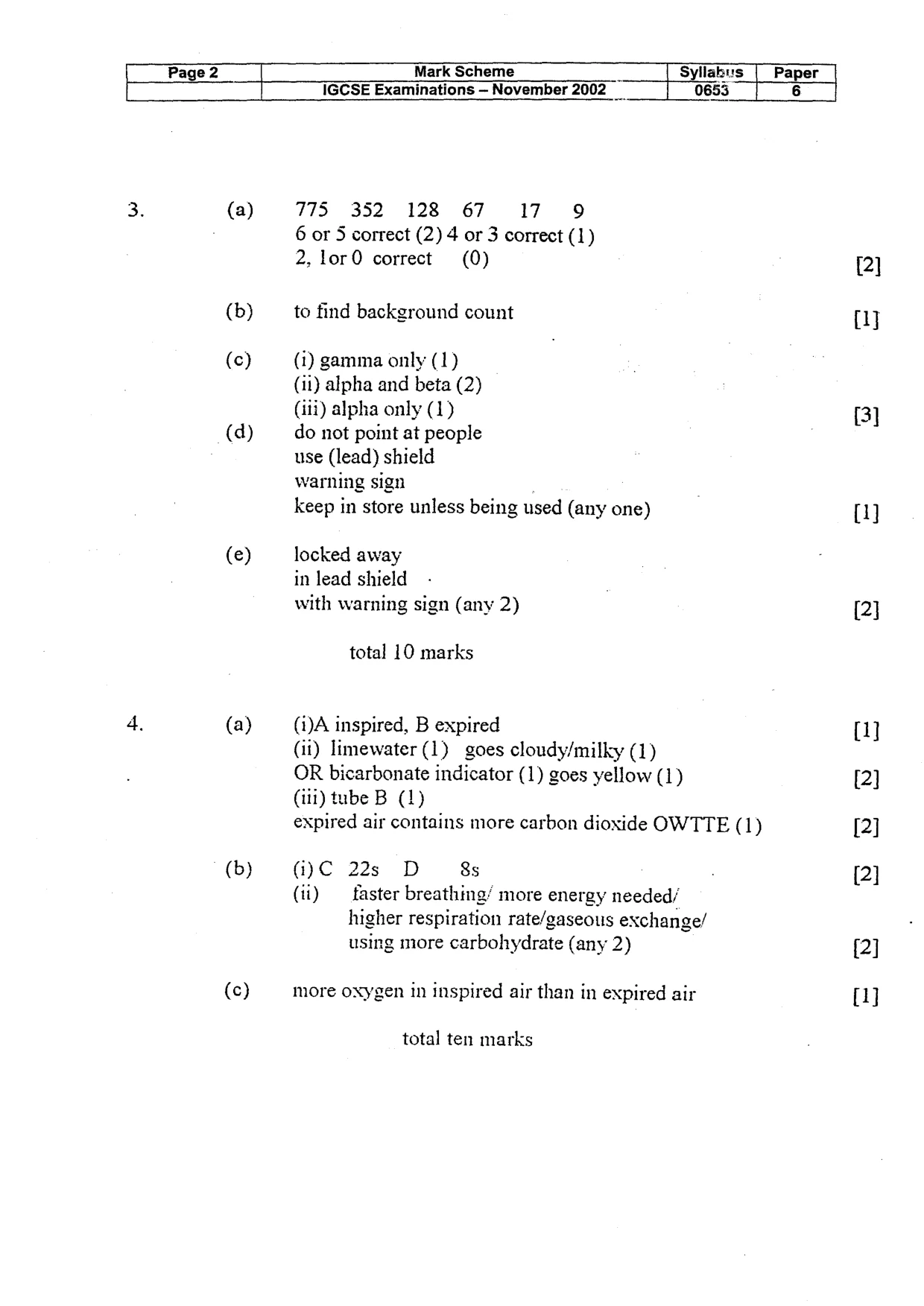 Mark scheme, page 3 of 4
