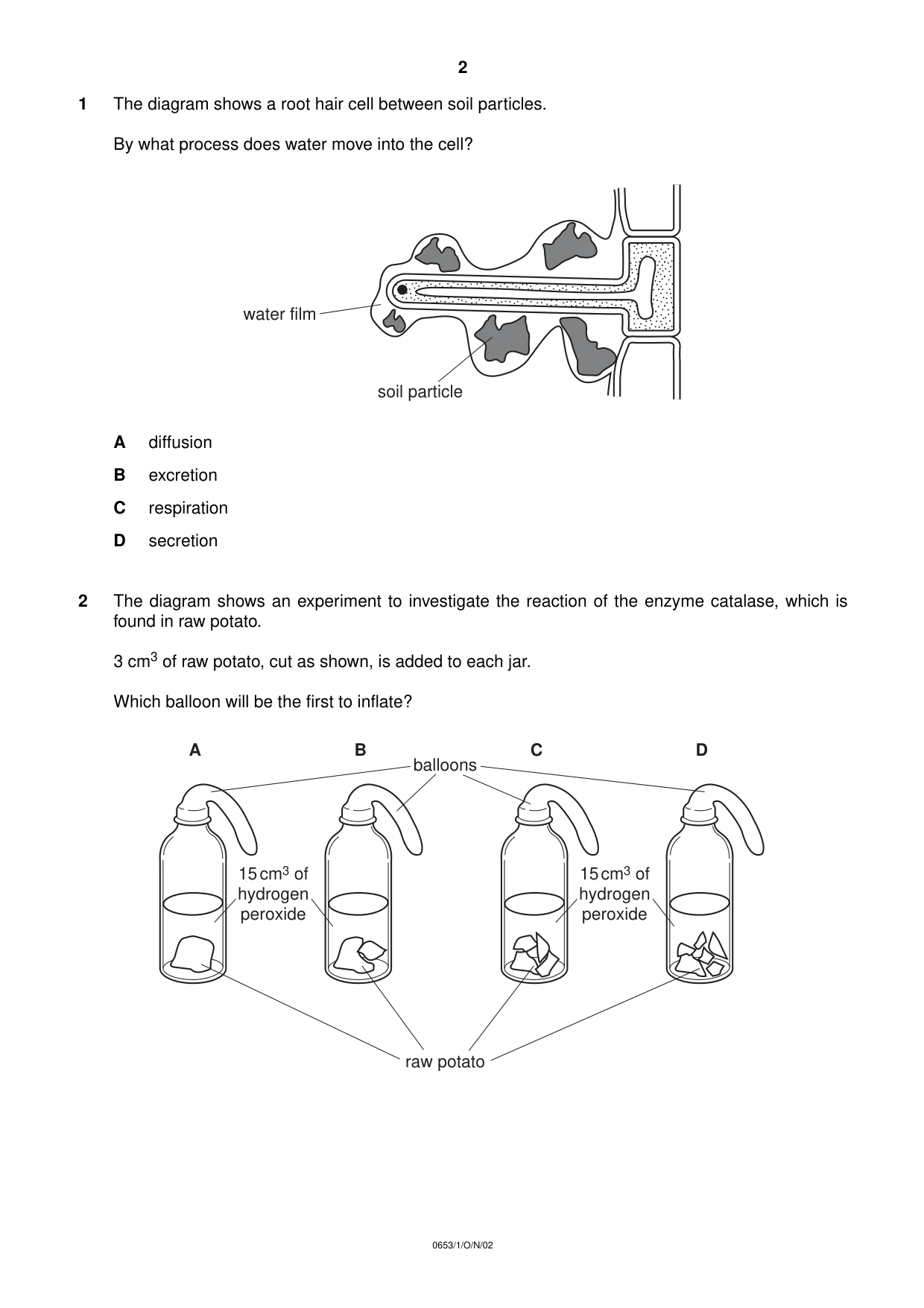 Cambridge IGCSE Science - Combined 0653 2002 Oct/Nov Paper 1 · Variant 1 question paper, page 2 of 20