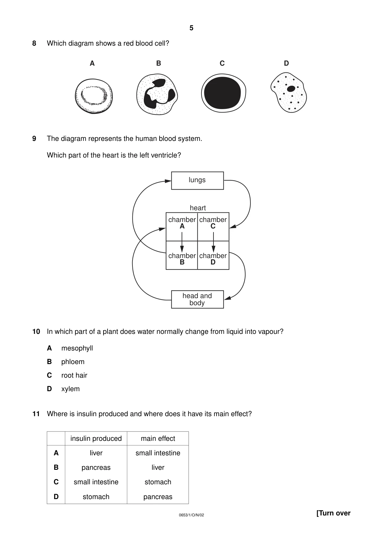 Cambridge IGCSE Science - Combined 0653 2002 Oct/Nov Paper 1 · Variant 1 question paper, page 5 of 20