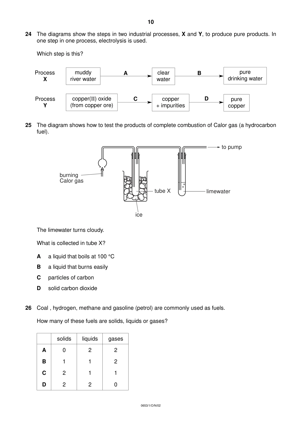 Cambridge IGCSE Science - Combined 0653 2002 Oct/Nov Paper 1 · Variant 1 question paper, page 10 of 20
