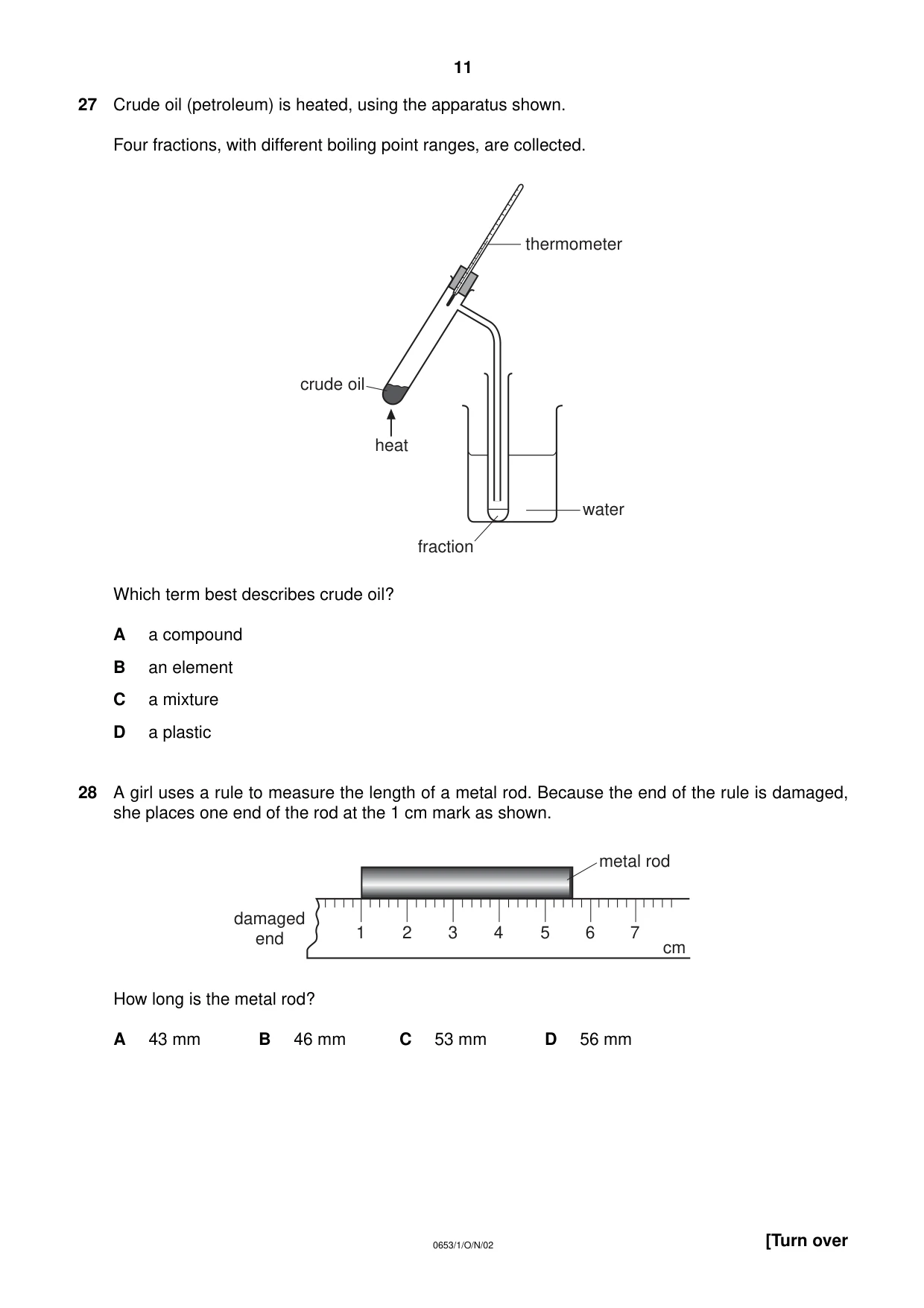 Cambridge IGCSE Science - Combined 0653 2002 Oct/Nov Paper 1 · Variant 1 question paper, page 11 of 20