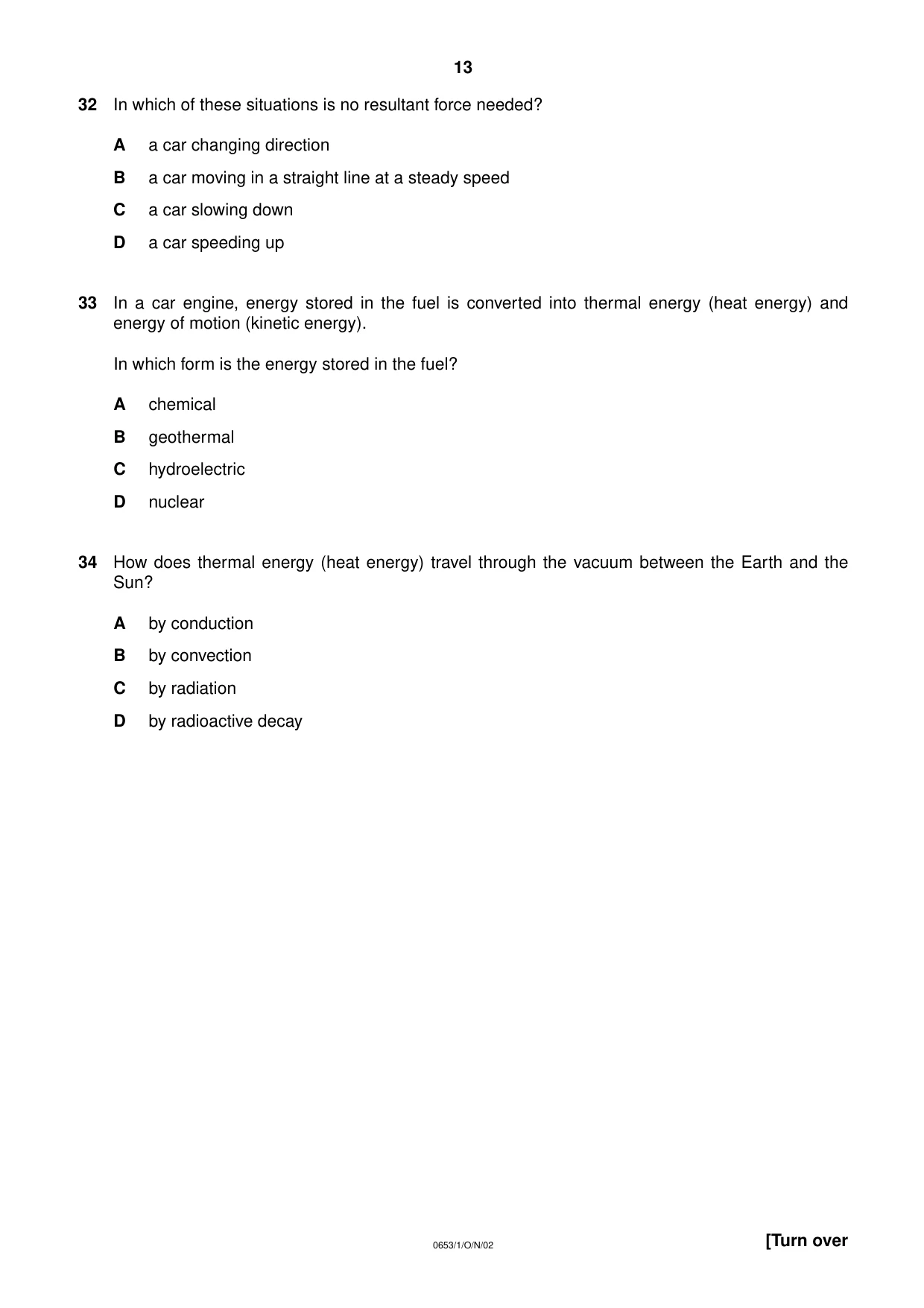 Cambridge IGCSE Science - Combined 0653 2002 Oct/Nov Paper 1 · Variant 1 question paper, page 13 of 20