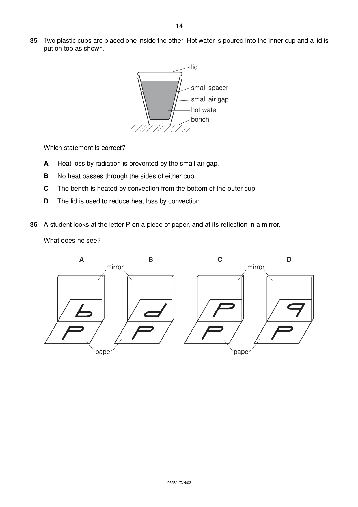 Cambridge IGCSE Science - Combined 0653 2002 Oct/Nov Paper 1 · Variant 1 question paper, page 14 of 20