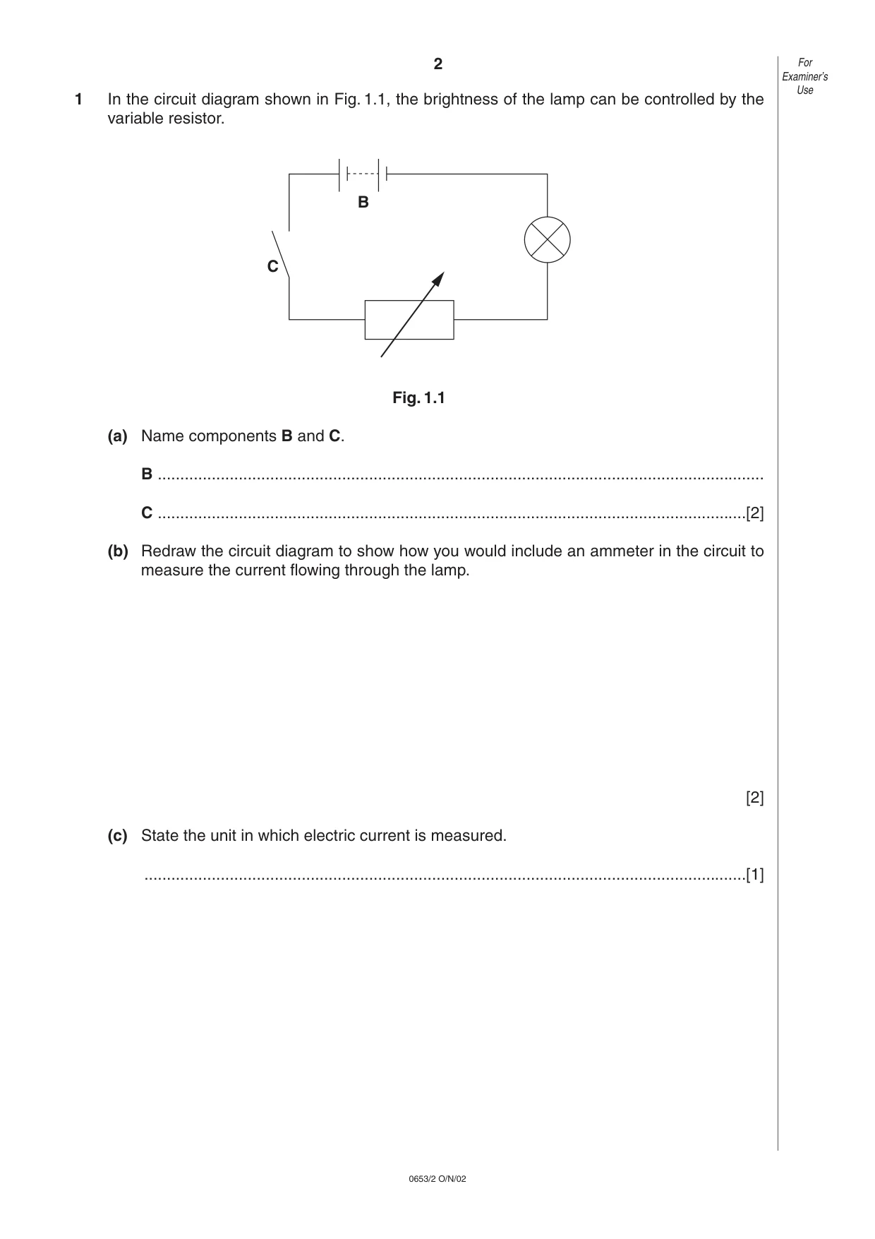 Cambridge IGCSE Science - Combined 0653 2002 Oct/Nov Paper 2 · Variant 1 question paper, page 2 of 16