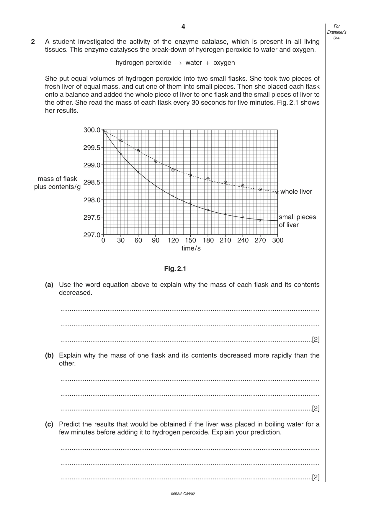 Cambridge IGCSE Science - Combined 0653 2002 Oct/Nov Paper 2 · Variant 1 question paper, page 4 of 16