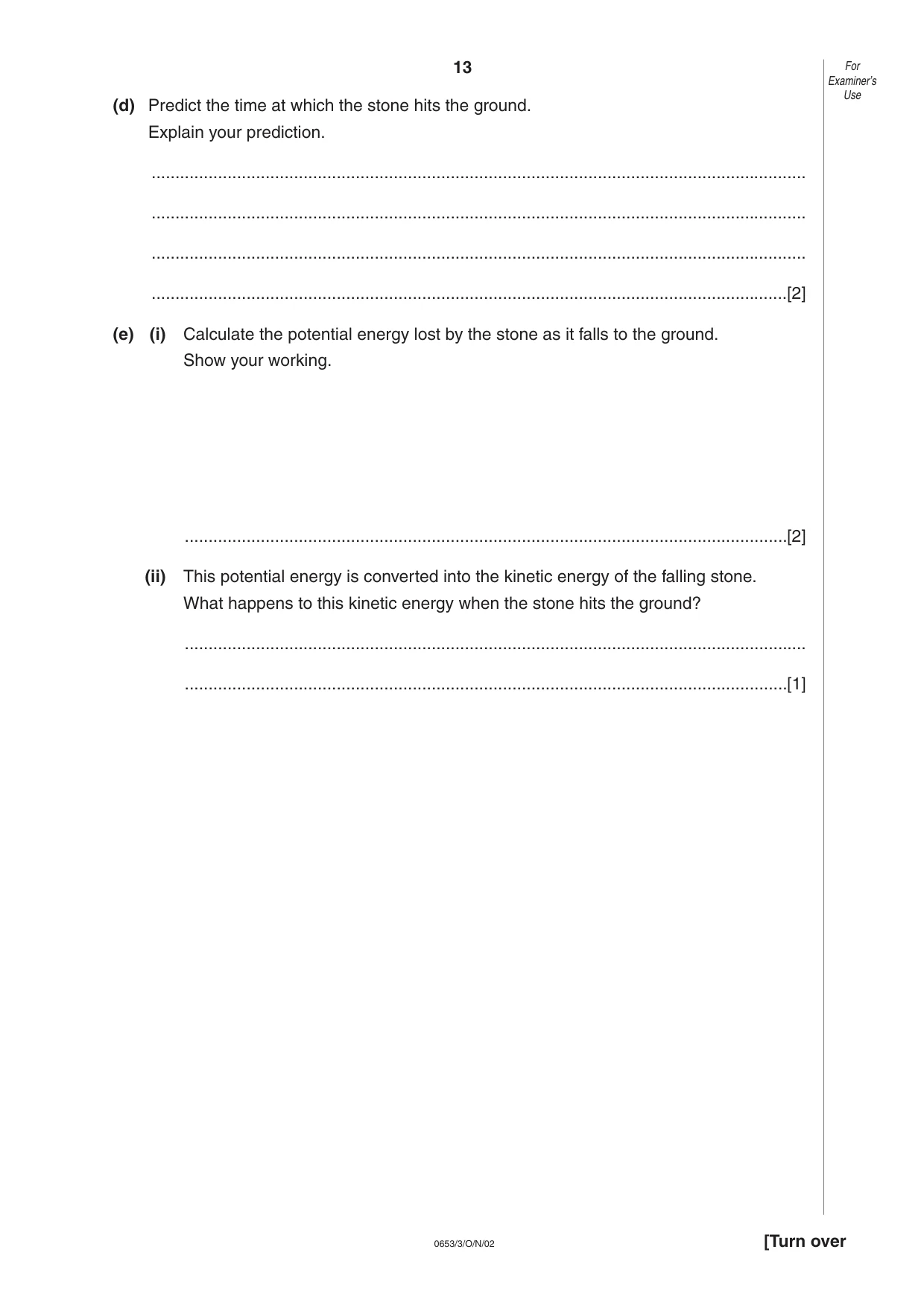 Cambridge IGCSE Science - Combined 0653 2002 Oct/Nov Paper 3 · Variant 1 question paper, page 13 of 16