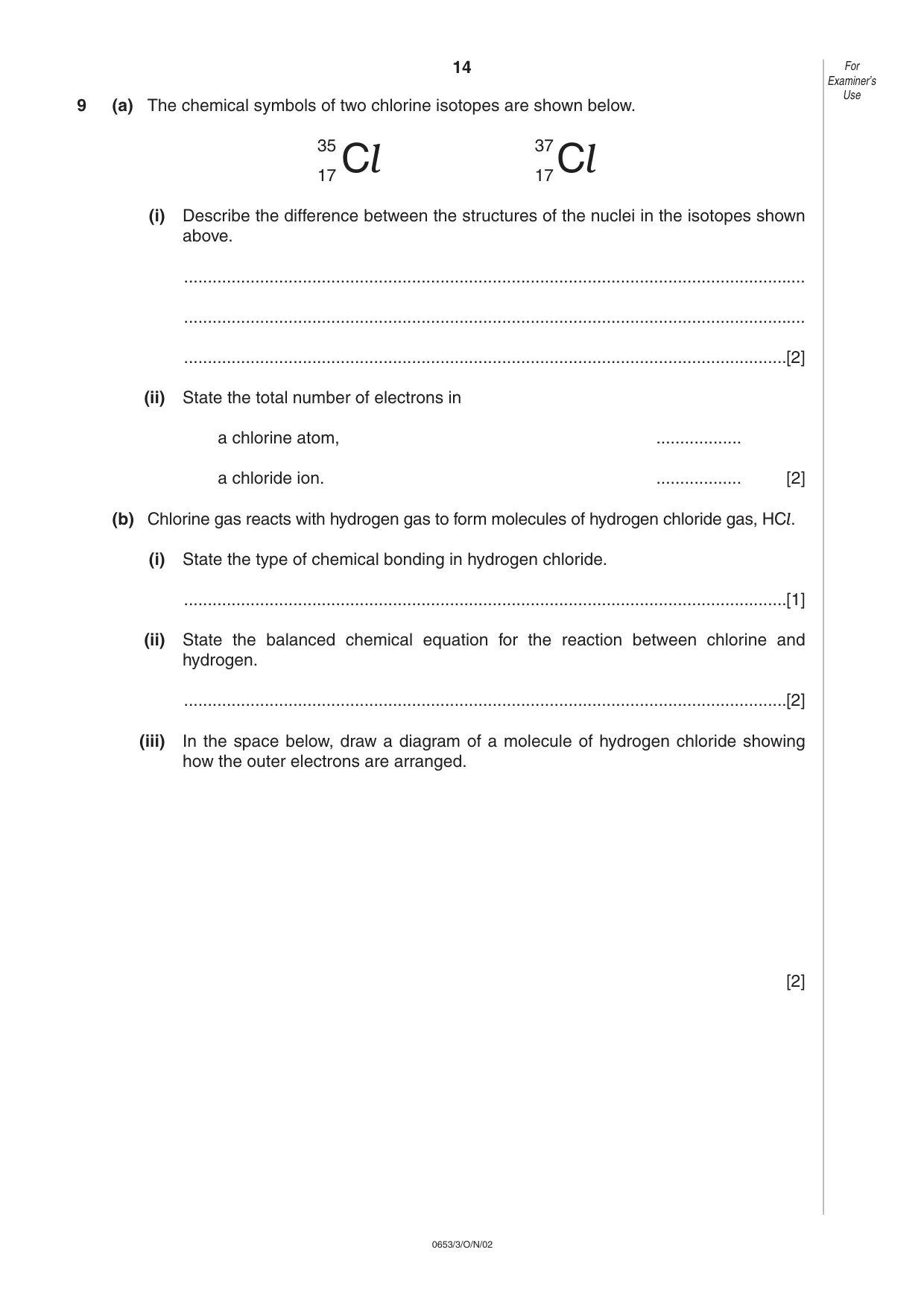 Cambridge IGCSE Science - Combined 0653 2002 Oct/Nov Paper 3 · Variant 1 question paper, page 14 of 16