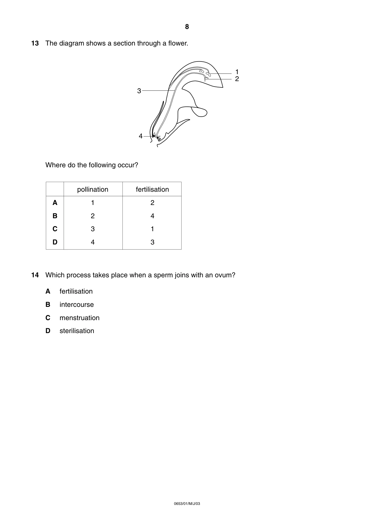 Cambridge IGCSE Science - Combined 0653 2003 May/June Paper 1 · Variant 1 question paper, page 8 of 20
