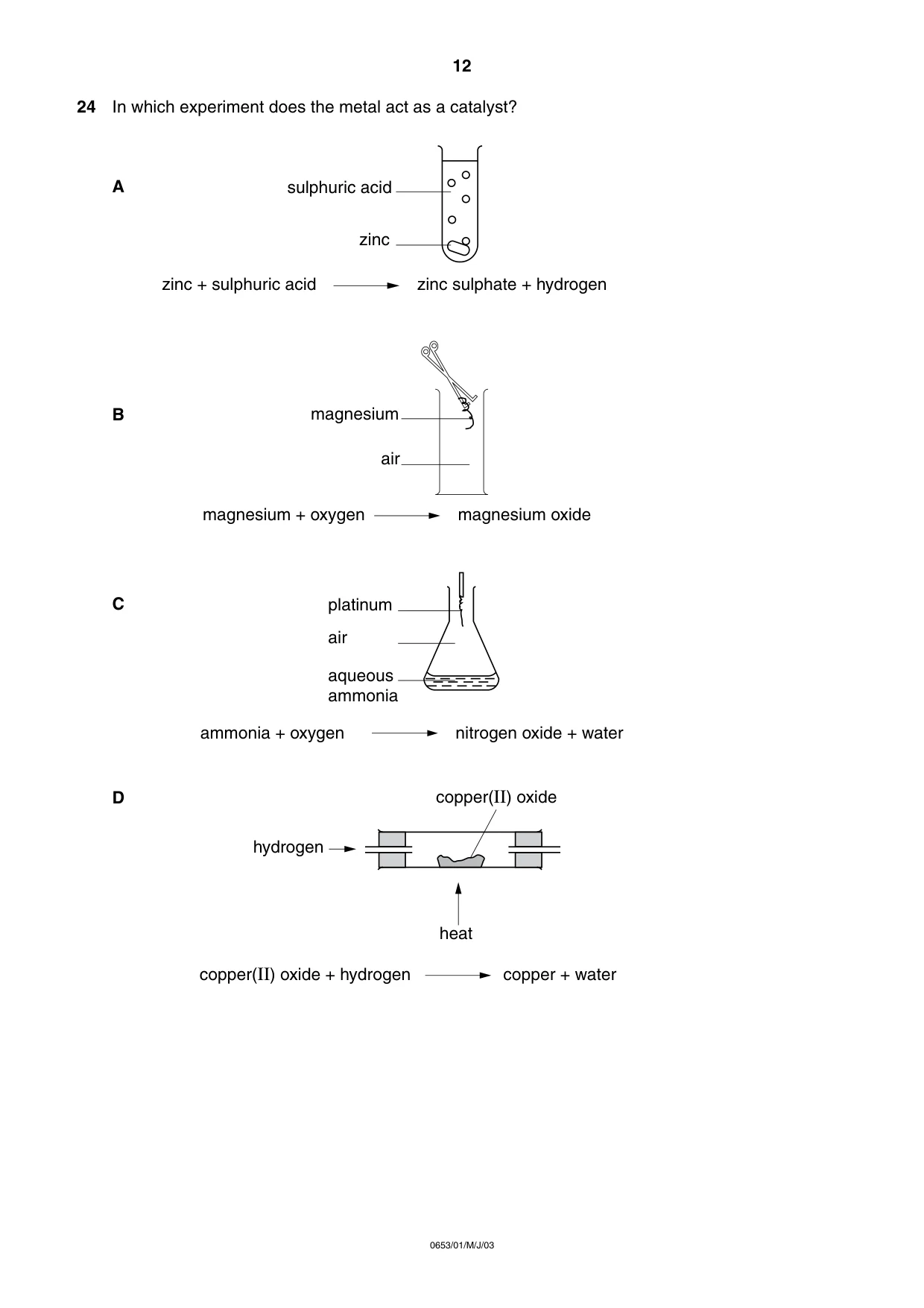 Cambridge IGCSE Science - Combined 0653 2003 May/June Paper 1 · Variant 1 question paper, page 12 of 20