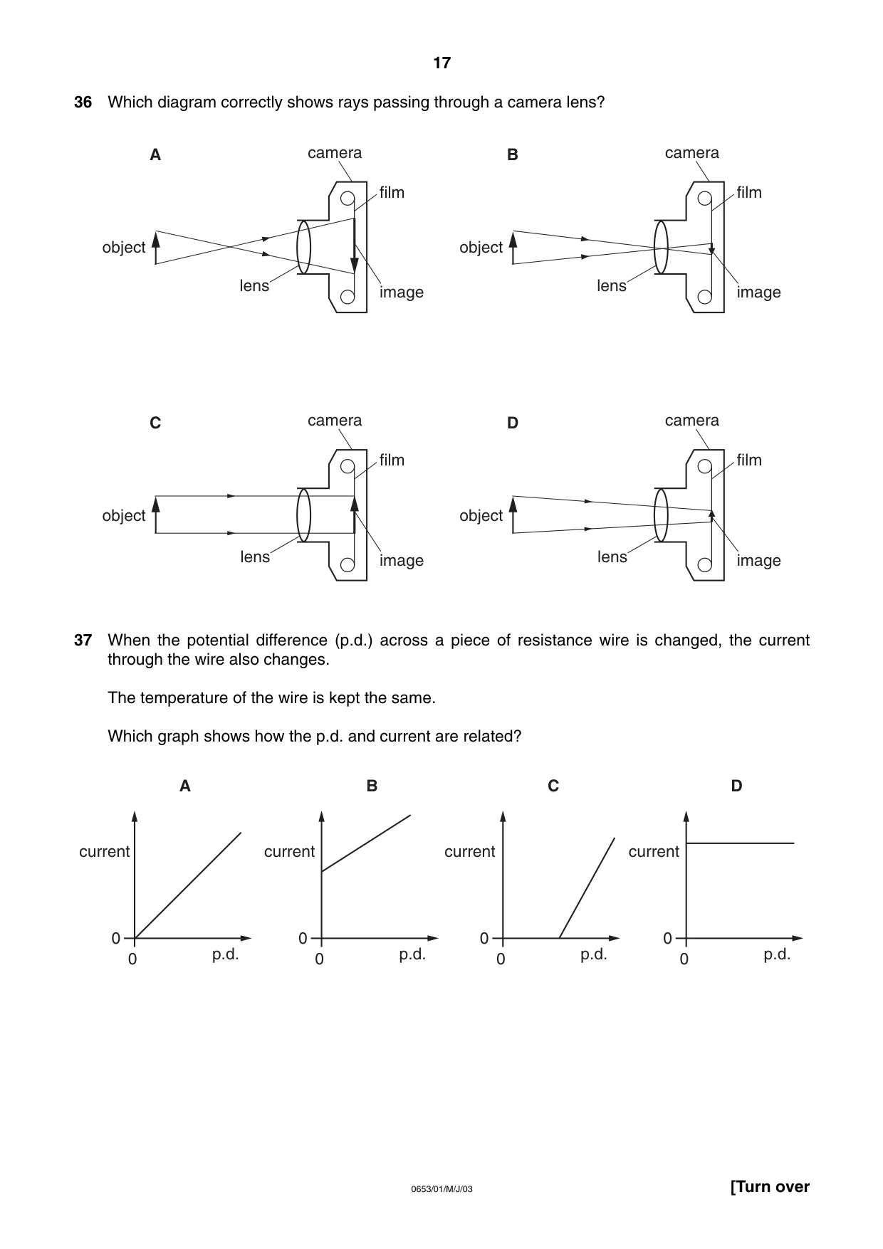 Cambridge IGCSE Science - Combined 0653 2003 May/June Paper 1 · Variant 1 question paper, page 17 of 20