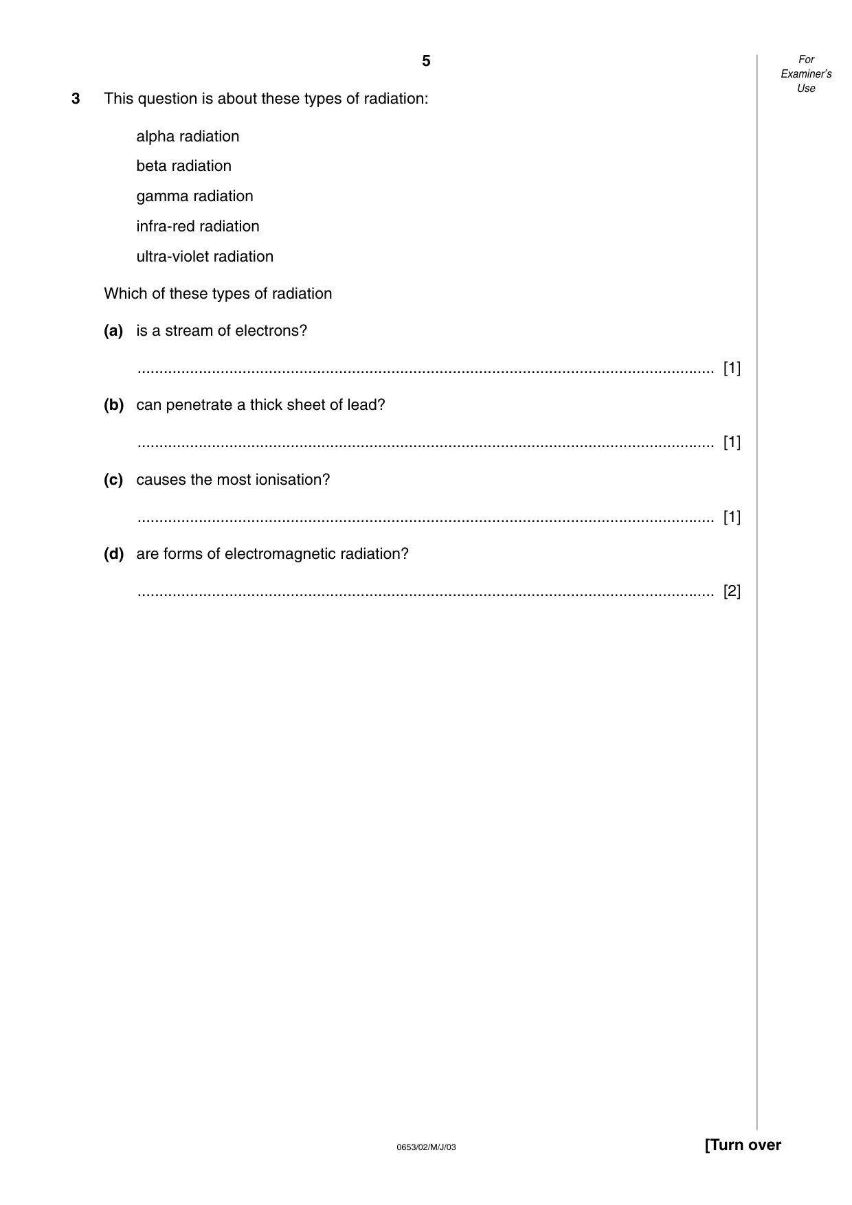 Cambridge IGCSE Science - Combined 0653 2003 May/June Paper 2 · Variant 1 question paper, page 5 of 16