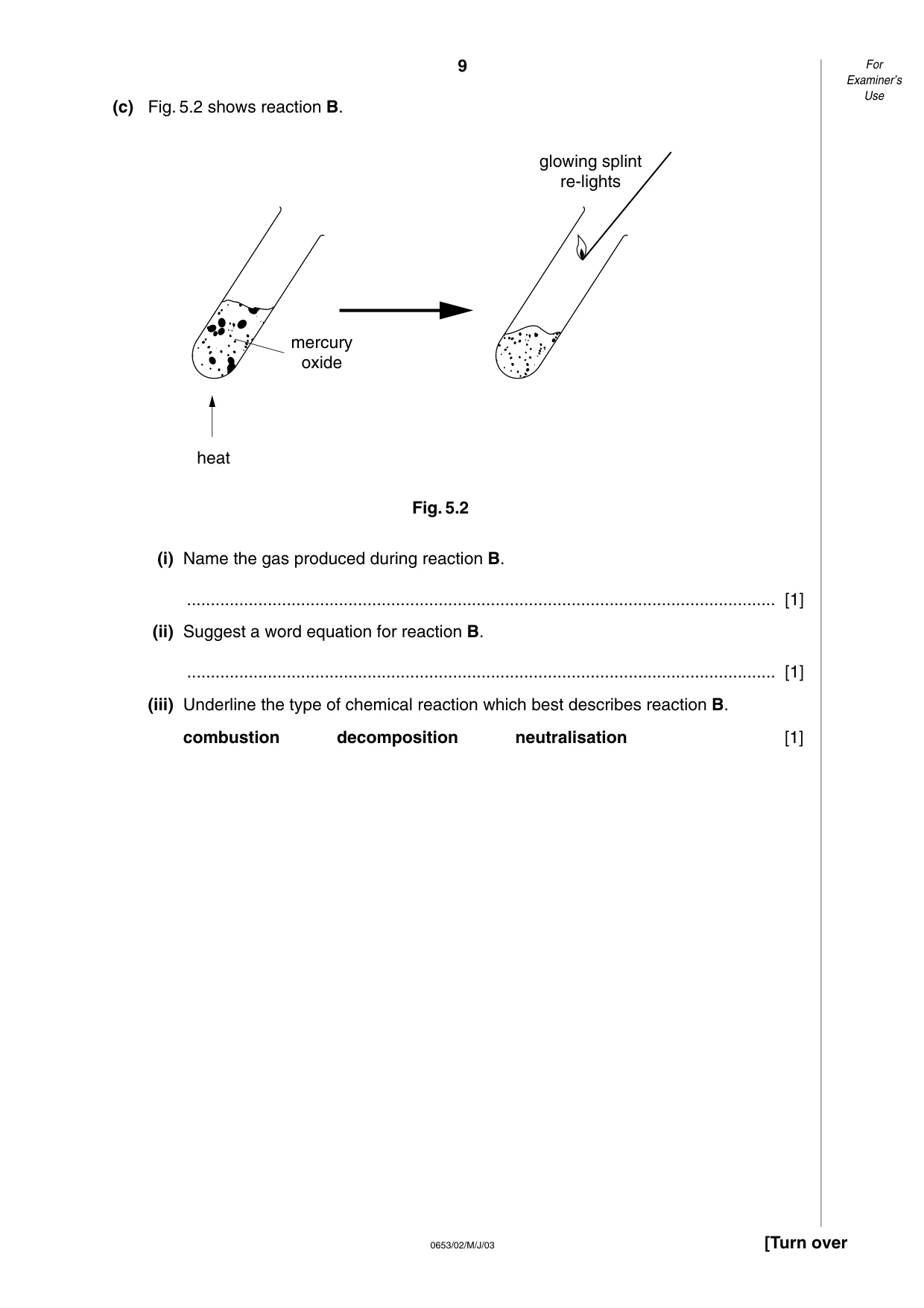 Cambridge IGCSE Science - Combined 0653 2003 May/June Paper 2 · Variant 1 question paper, page 9 of 16