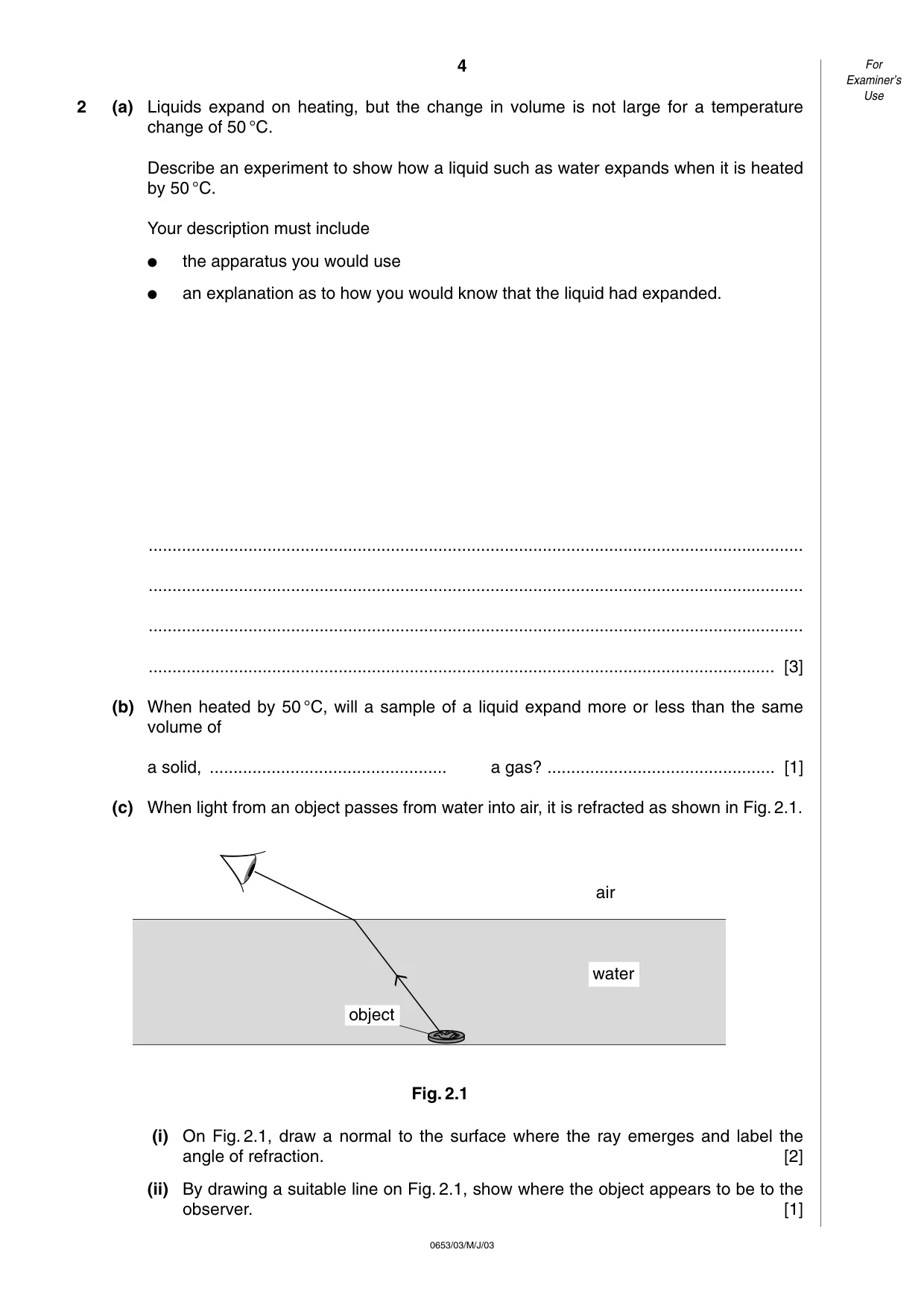 Cambridge IGCSE Science - Combined 0653 2003 May/June Paper 3 · Variant 1 question paper, page 4 of 20