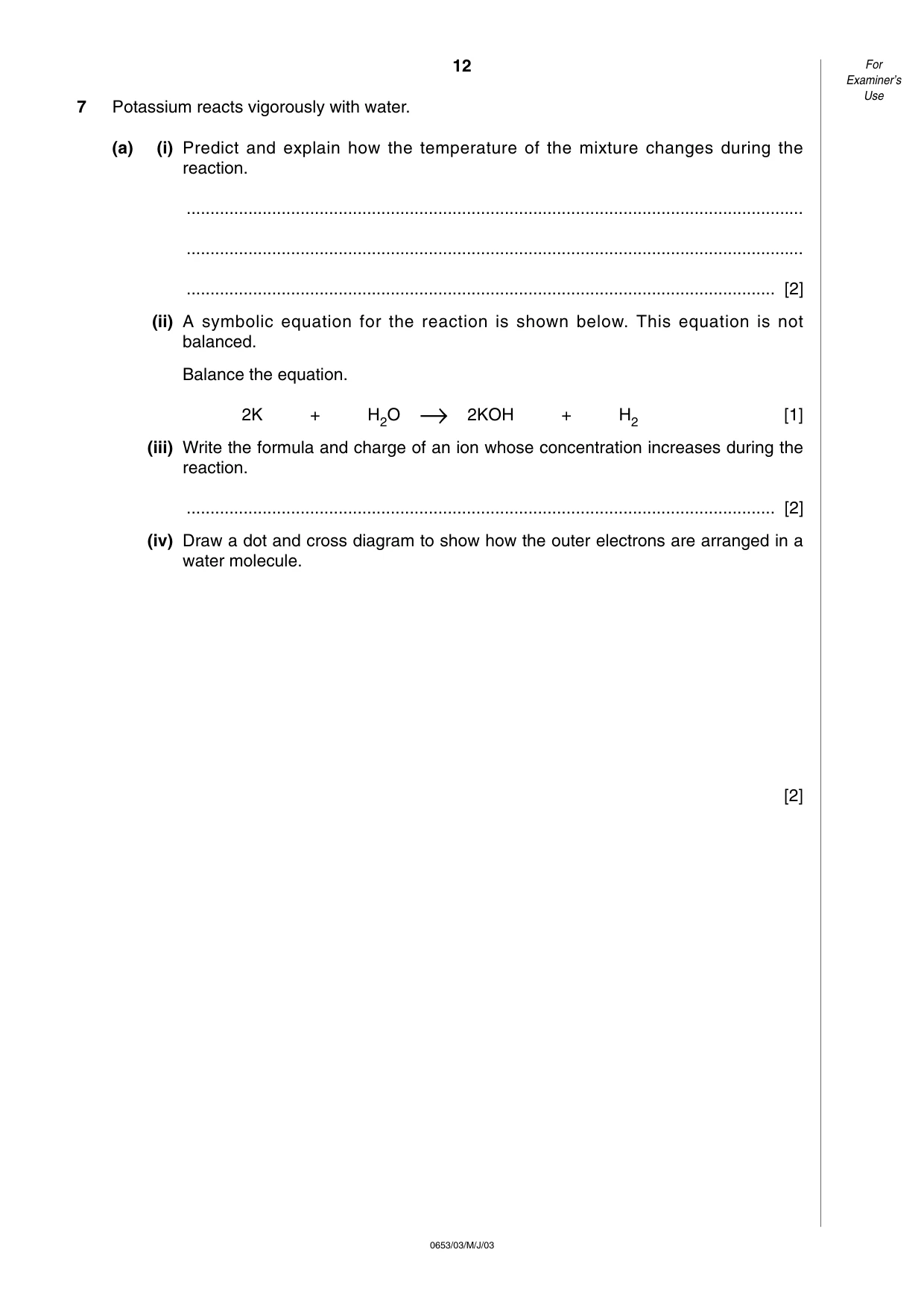 Cambridge IGCSE Science - Combined 0653 2003 May/June Paper 3 · Variant 1 question paper, page 12 of 20