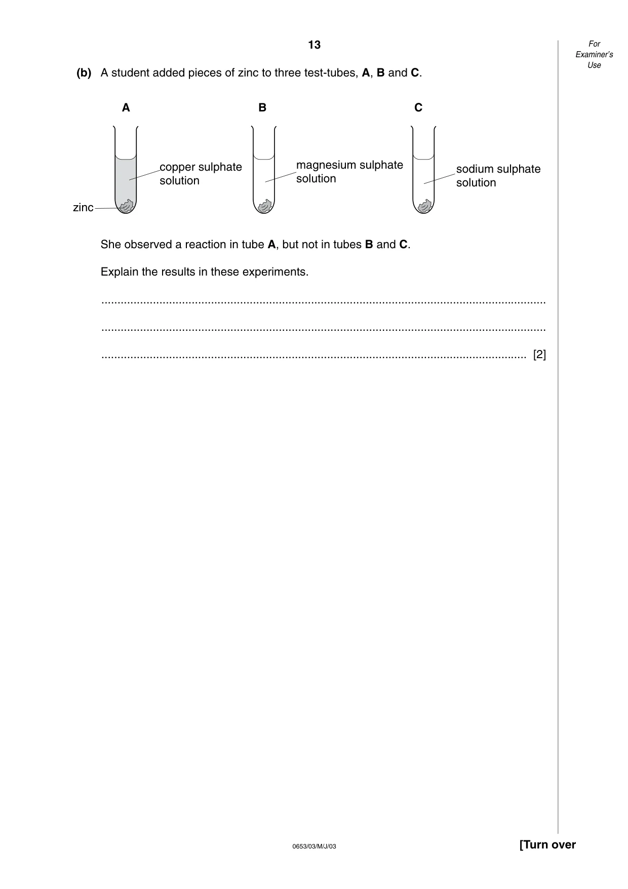 Cambridge IGCSE Science - Combined 0653 2003 May/June Paper 3 · Variant 1 question paper, page 13 of 20